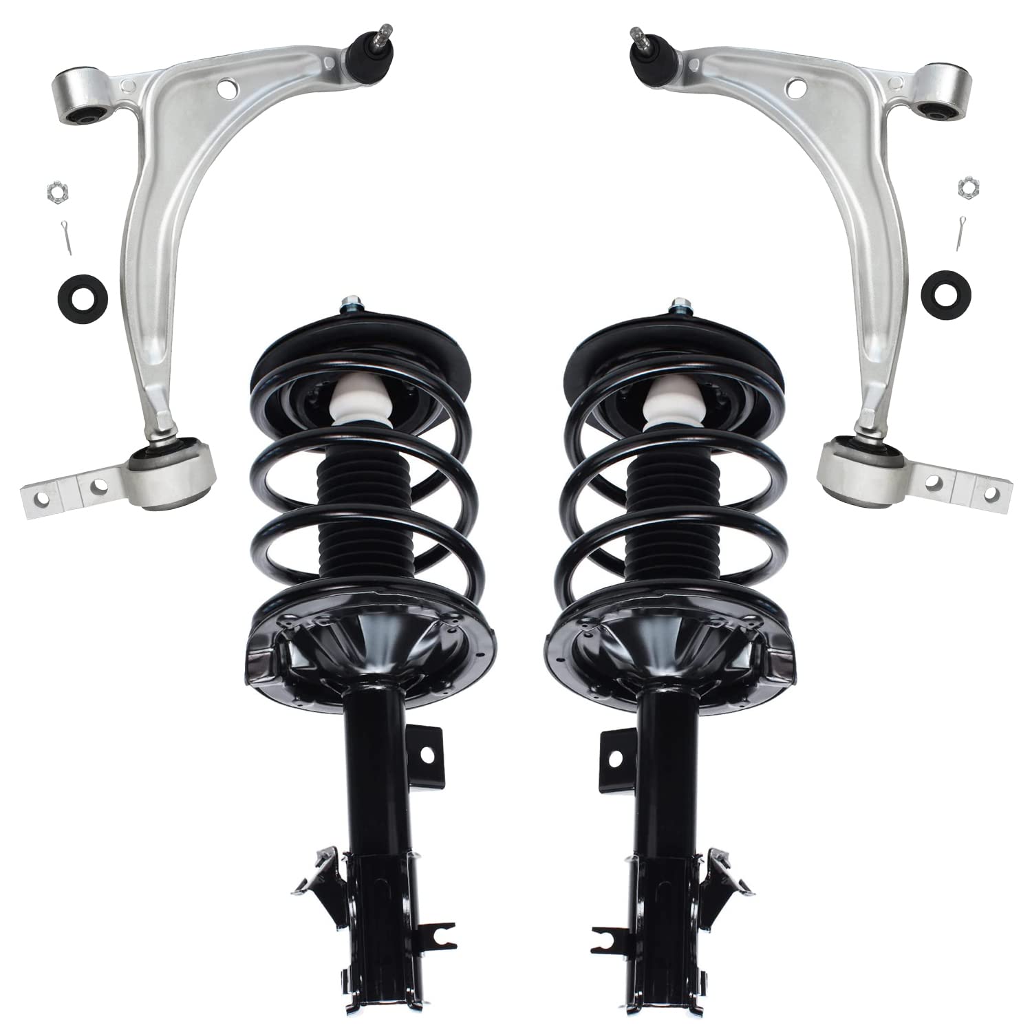 Detroit Axle - 4pc Front End Control Arms Kit for 04-08 Nissan Maxima, 2 Struts w/Coil Spring 2 Lower Control Arms + Ball Joint 