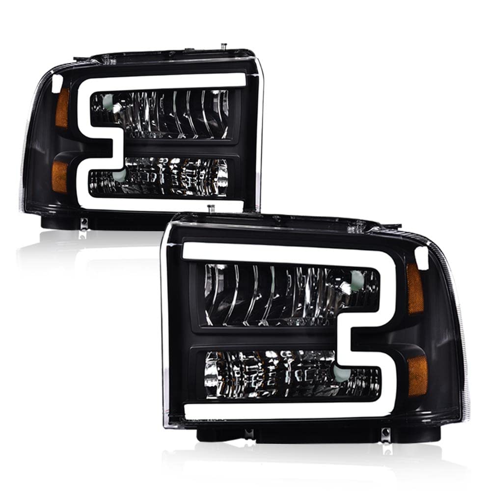 Grand Orange Led Drl Bar Headlights Assembly Compatible With 2005-2007 Ford F250 F350 F450 F550 Super Duty/Fit 05 Ford Excursion