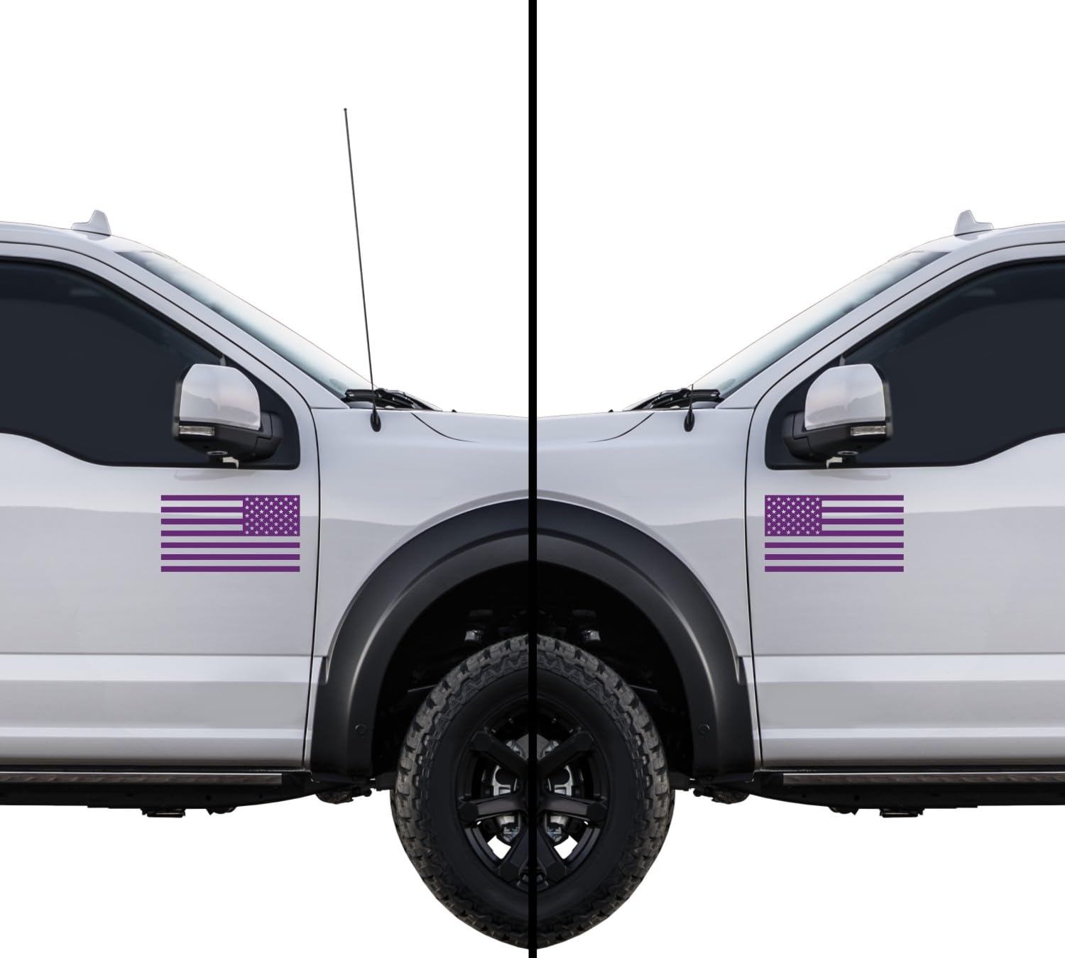 American Us Flag [Pick Color/Size] Vinyl Decal Sticker For Laptop/Car/Truck/Window/Bumper (10In Subdued Pair, Matte Purple)
