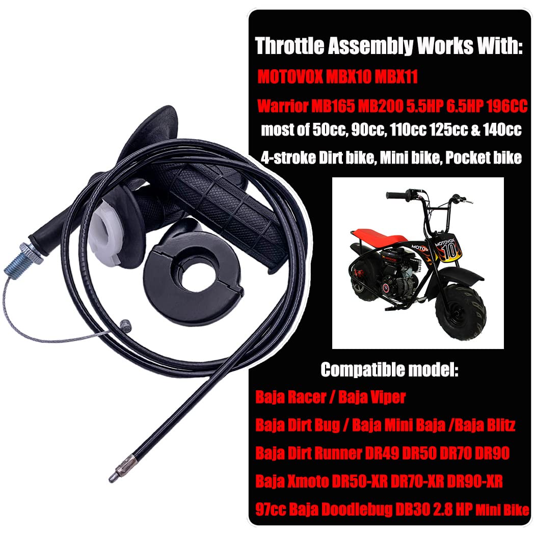 Auto-Moto Twist Throttle Cable Housing Grips Set for Mini Bike Pit Bike Dirt Bike MOTOVOX MBX10 MBX11 and Warrior MB165 MB200 5.