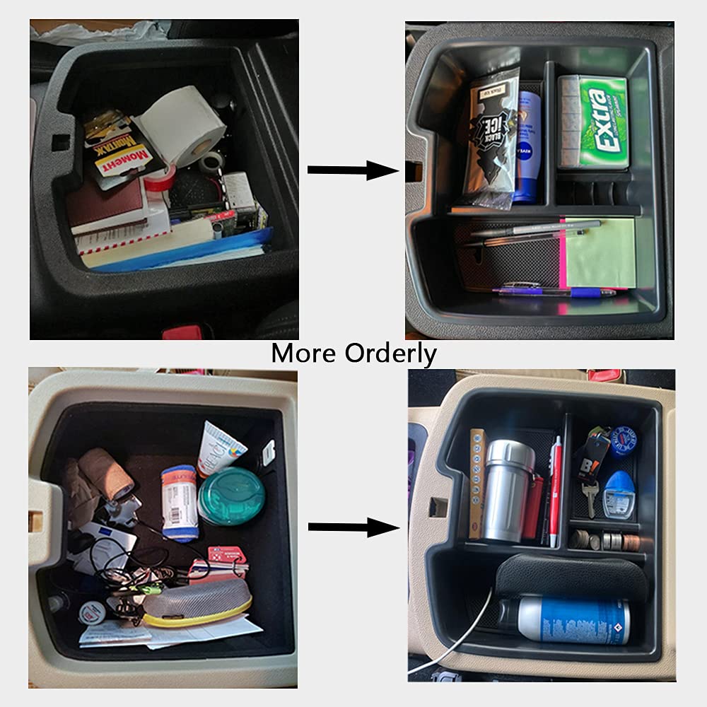 Tacorbo Center Console Organizer Tray For 07-2014 Gmc Sierra 2500 3500 Yukon Xl Silverado 2500 3500 Suburban 1500 Tahoe / 07-13 Gmc Sierra 1500 Chevy Silverado Suburban 2500 Avalanche Accessory - Red