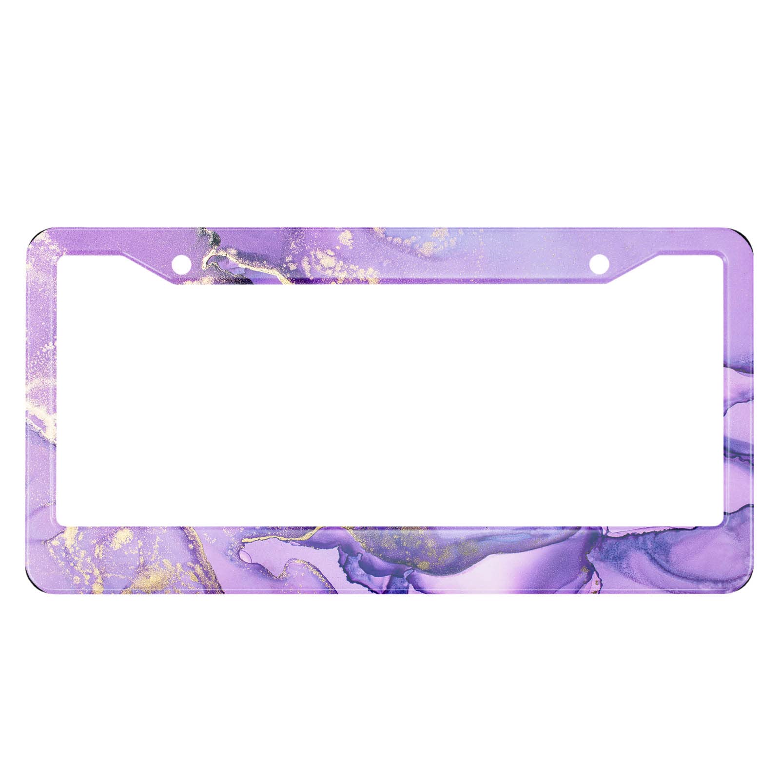 Hosnye Purple License Plate Frame Shiny Golden Alcohol Ink Abstract Metal License Plate Cover Front Plates Frames Car Tag Frame