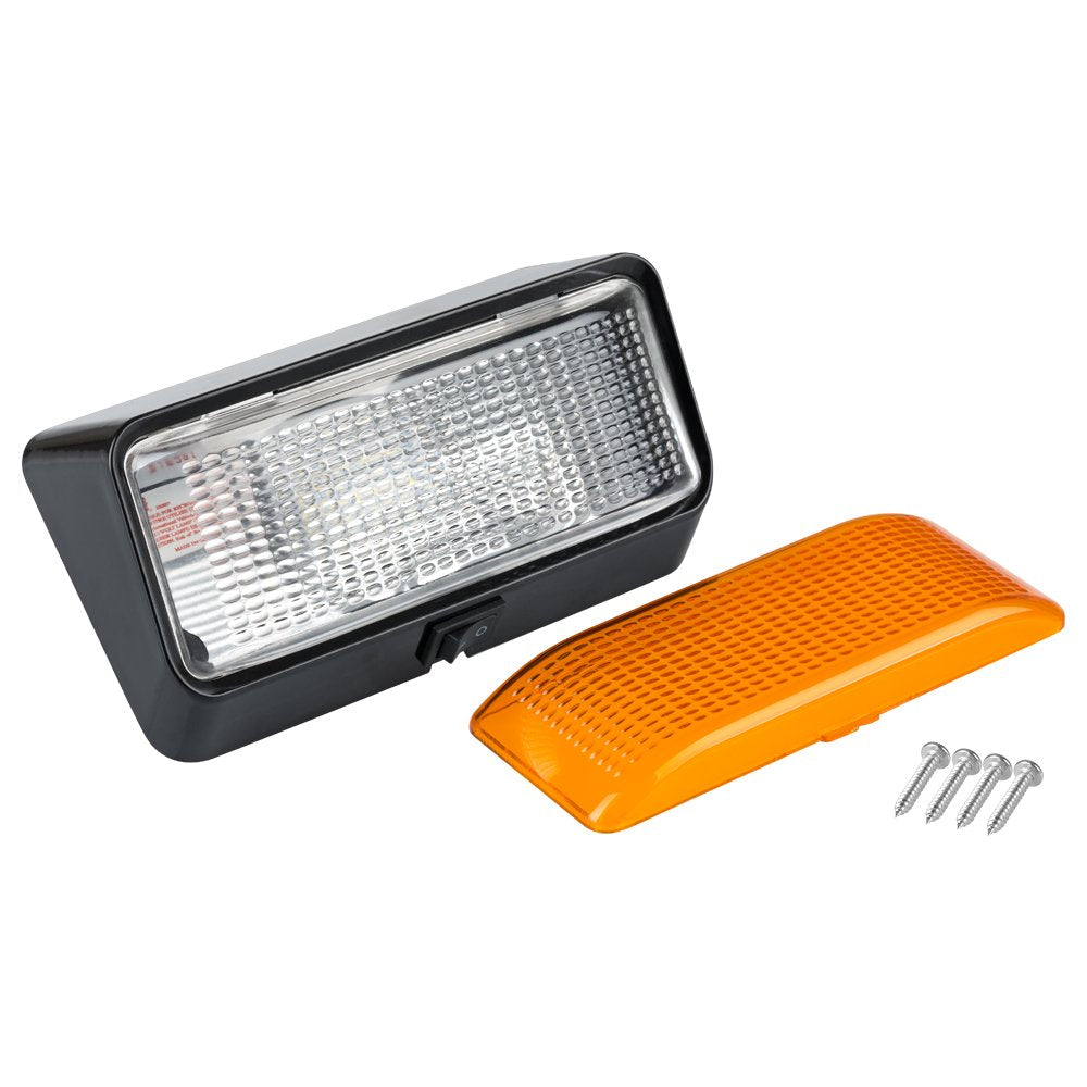 Lumitronics 12V LED Exterior Outdoor Porch Light with On/Off Switch - Removable Clear & Amber Lenses Perfect Outside Replacement