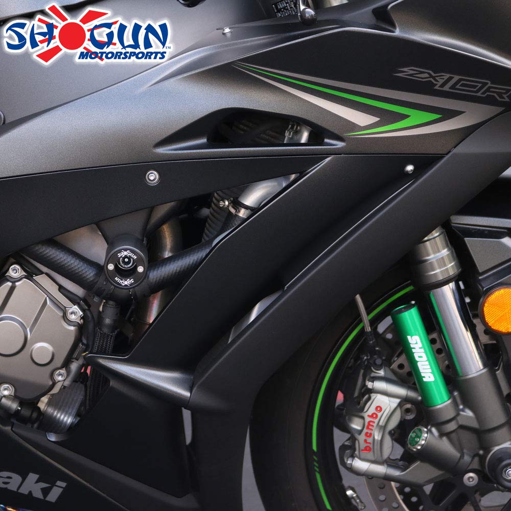 Shogun Kawasaki ZX10R Frame Sliders - Black PA2, Model 715-4959, Fits ABS & Non-ABS Models, No Cut Design, Made in USA