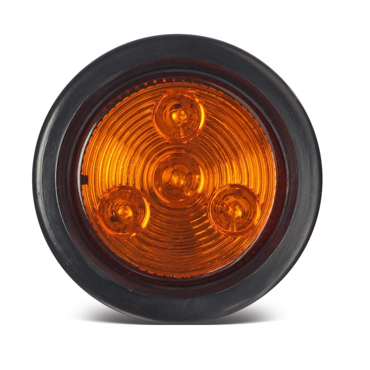 Partsam 5Pcs 2'' Amber Round Sealed Clearance Side Marker Light [Dot Approved] 4 Led Mount Grommet/Pigtails For Trailer Truck Ca