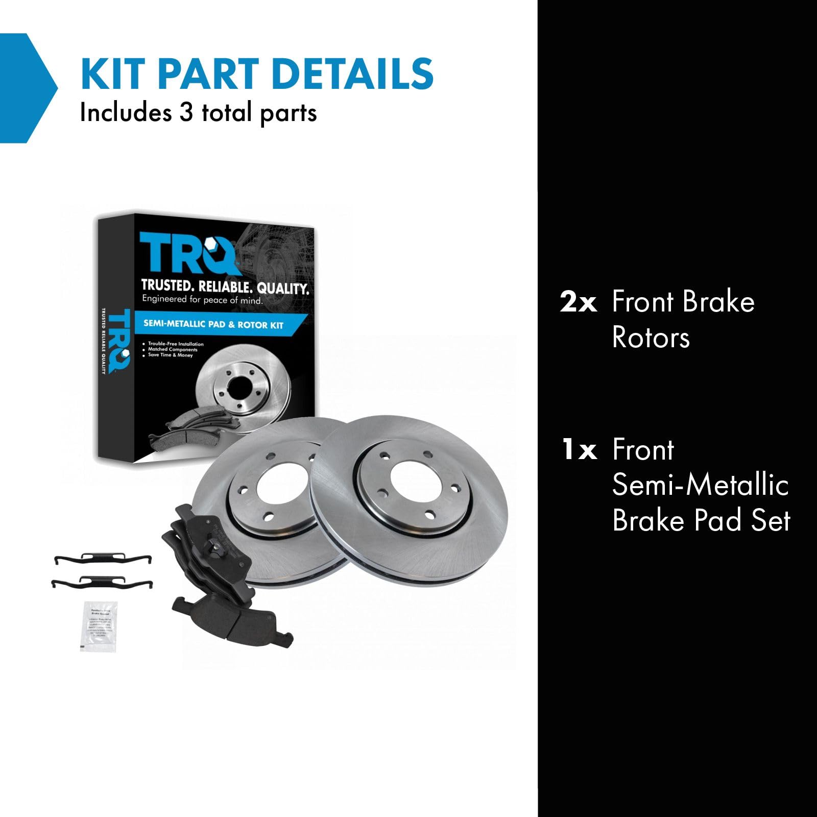 Trq Front Brake Pad & Rotor Kit Brake Pads Brake Rotor Semi-Metallic Compatible With 2001-2007 Chrysler Town & Country Dodge Car