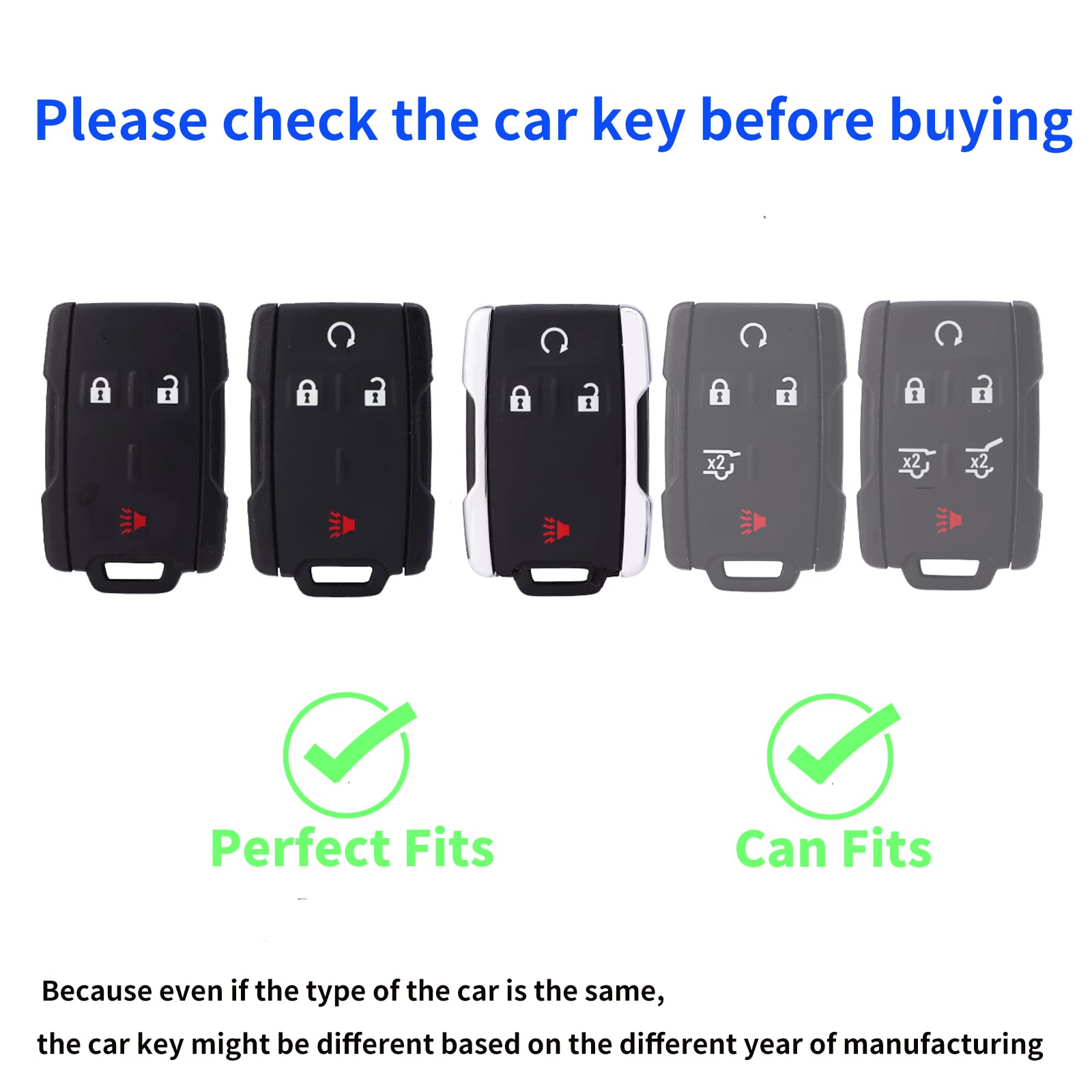 Lcxjmwkl For Chevrolet/Gmc Key Fob Cover, Compatible With 2014-2022 Chevy Silverado Colorado/Gmc Sierra And 2015-2019 Suburban T