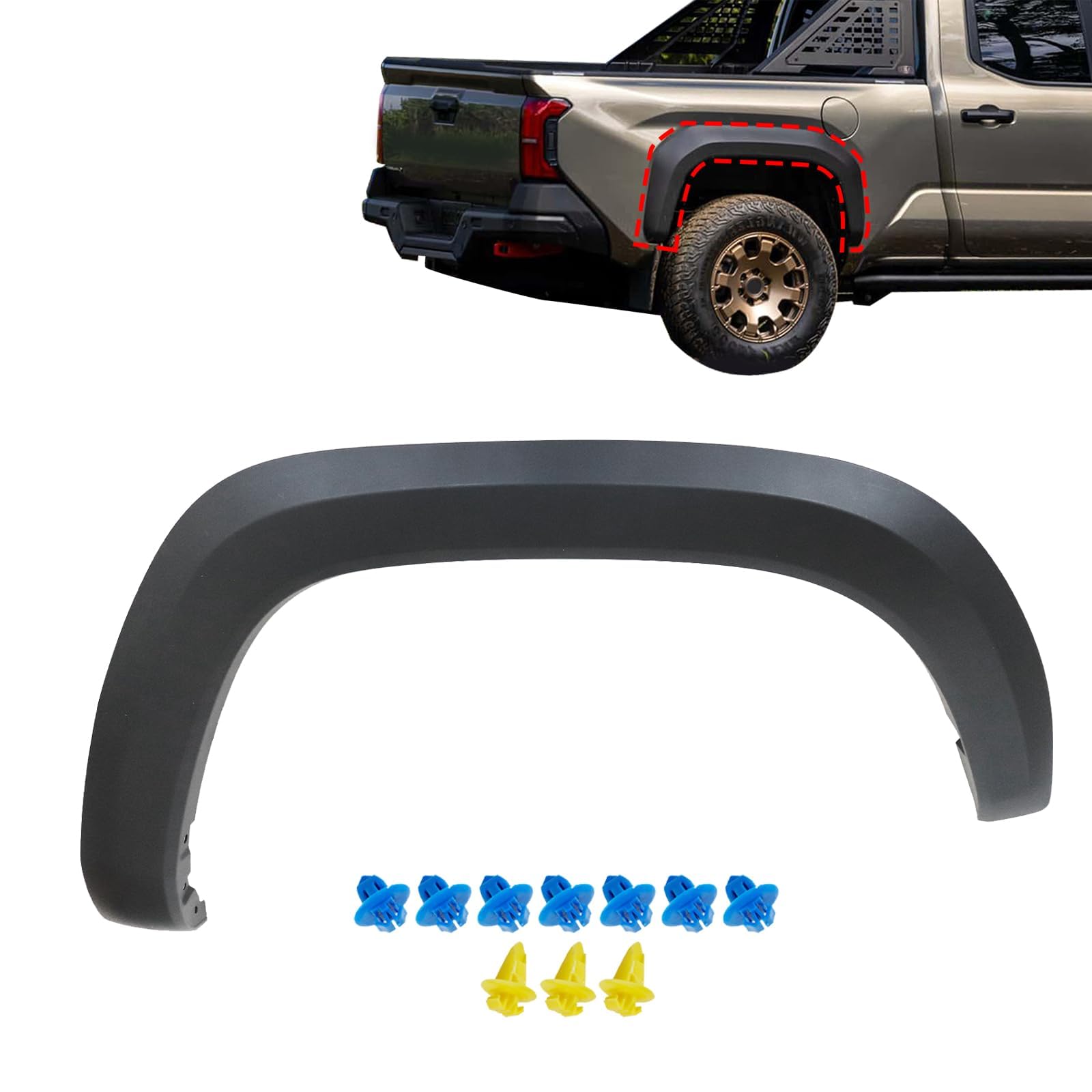 Sekeseauto Right Rear Fender Flares Compatible with Toyota Tacoma 2016-2021 3.5L V6/ 2.7L l4 Replace# 7587304900 7587304090 TO17