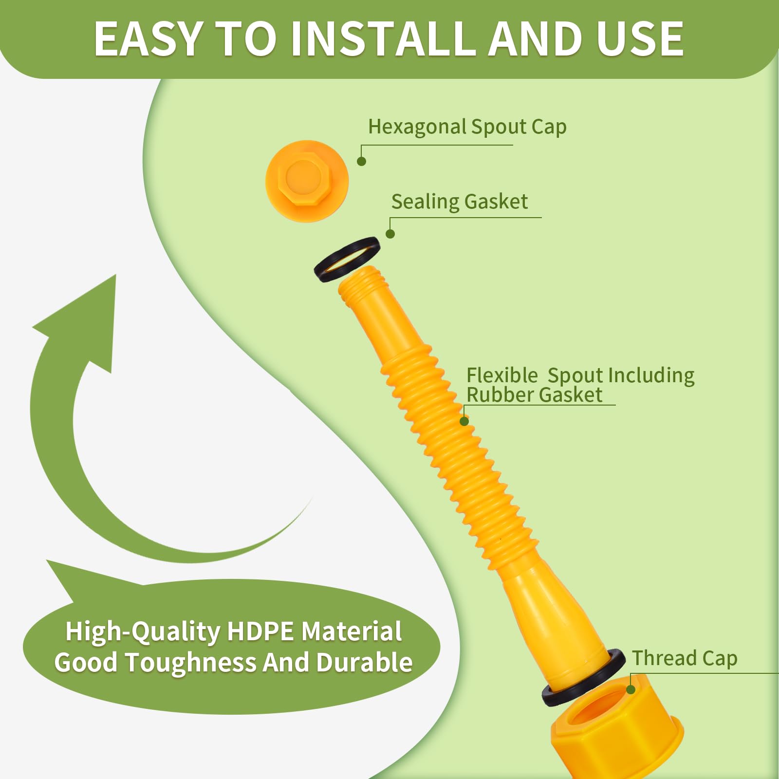Gas Can Spout Replacement, Anti-Spill Gas Can Nozzle Replacement, 2-Kit Gas Can Spouts No Leaky, Upgraded Replacement Gas Can Sp