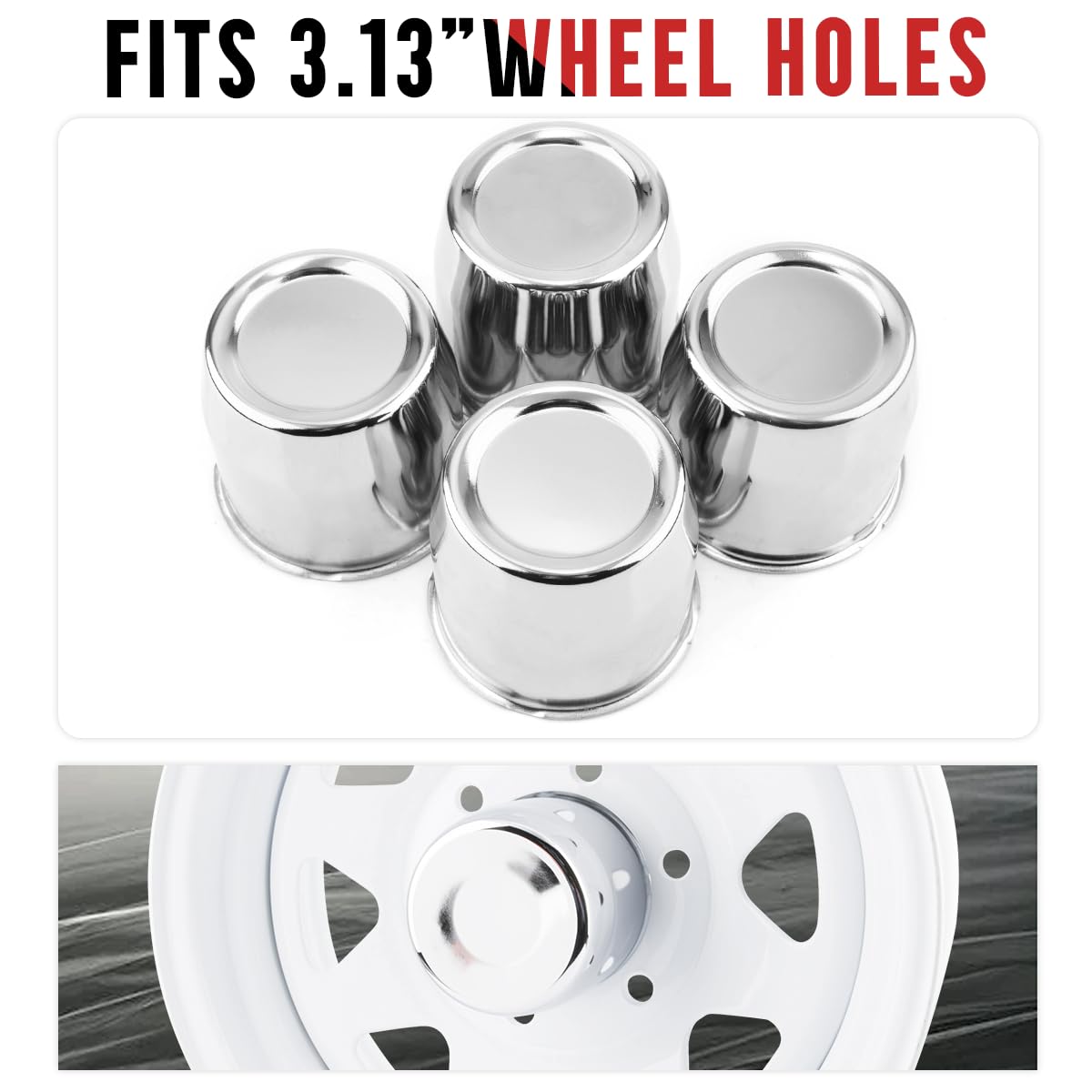 Rtrhinotuning 4Pcs 3.13 In Push Through Center Caps Wheel Hub Caps For Truck Trailer Wheel Rim, 3.13'' Hub 3.31'' Tall Trailer W