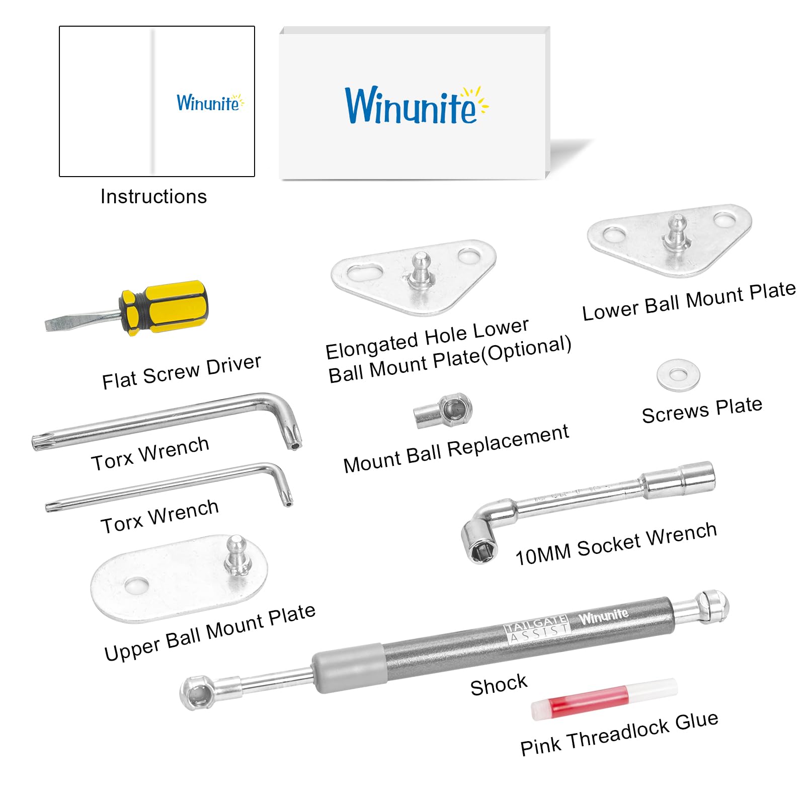 Winunite Tailgate Assist Shock for 2015-2023 F150 - Gray Color, Easy Down, All Tools Included