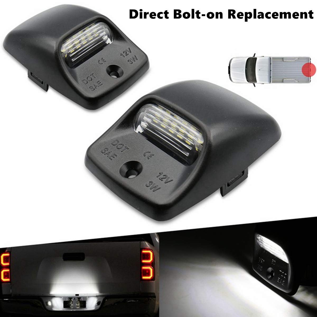 Yankok Led License Plate Lights For Toyota Tundra 2000-2013 And Tacoma 2005-2015 Pickup Truck Tag Lamps Assembly Replacement 600
