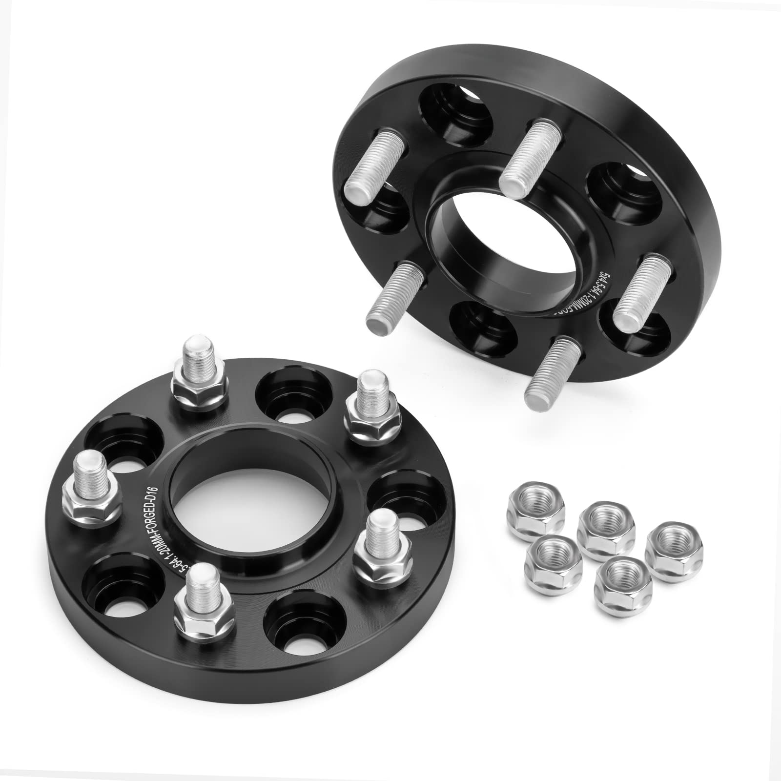 KSP PERFORMANCE 20mm Hubcentric Wheel Spacers 5x114.3, Aluminum, Black, 4pcs, Model 5x4.5-60.1-H20-