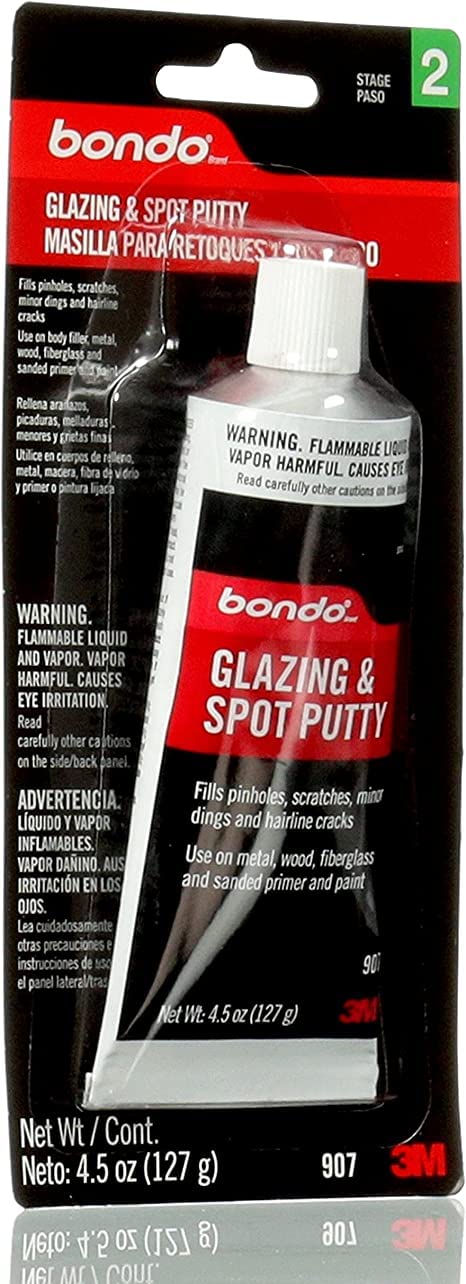 Bondo Glazing and Spot Putty, Nitrocellulose, 4.5 oz, White, Model 907