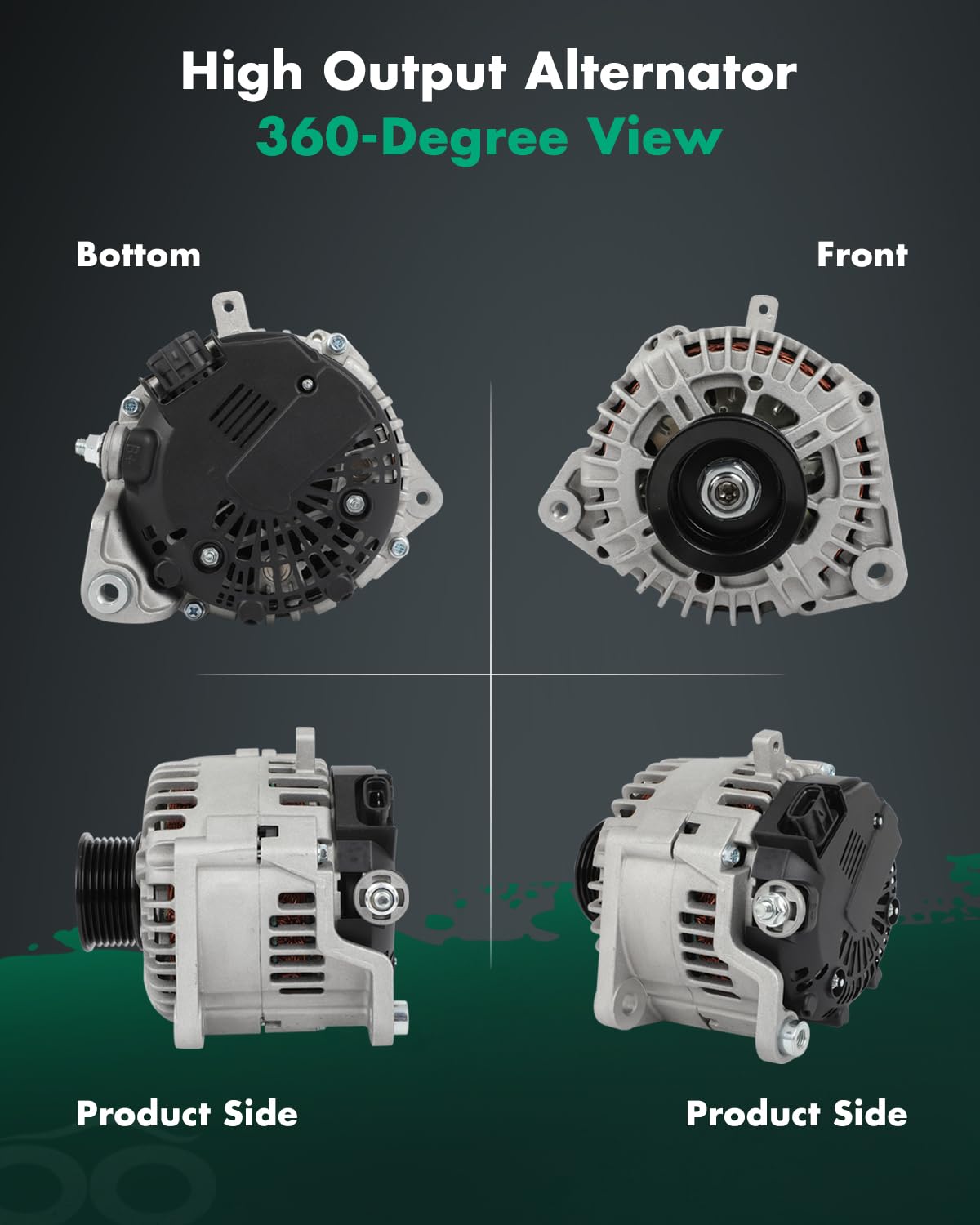 SCITOO Alternator for Nissan Armada, Frontier, Pathfinder, Titan, Xterra - 12V 130Amp, Model 119450-5206, Small, As Shown