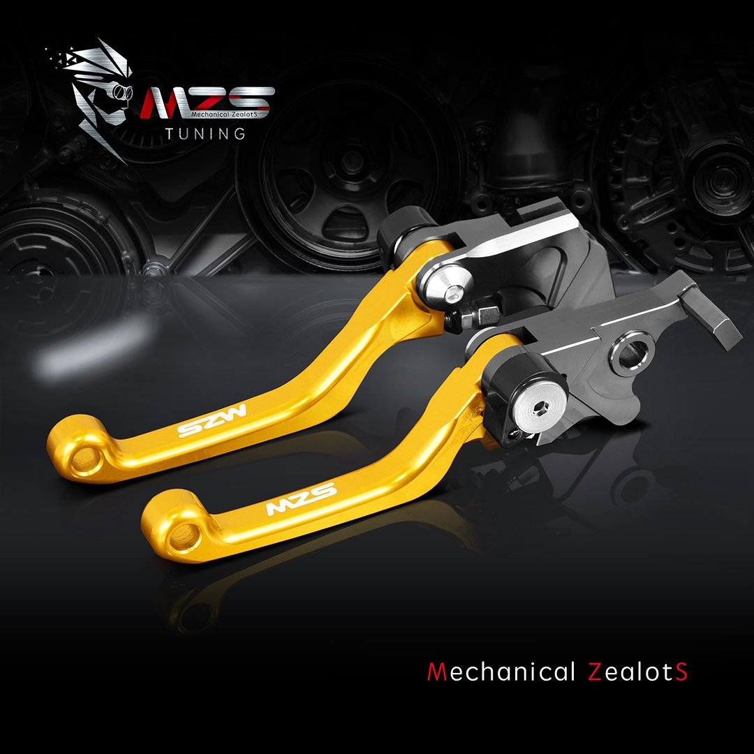 Mzs Gold Dirt Bike Brake Clutch Levers Pivot Adjustable Cnc Compatible With Crf250F 250F 2019-2025 / Crf150F Crf 150F 2003-2017