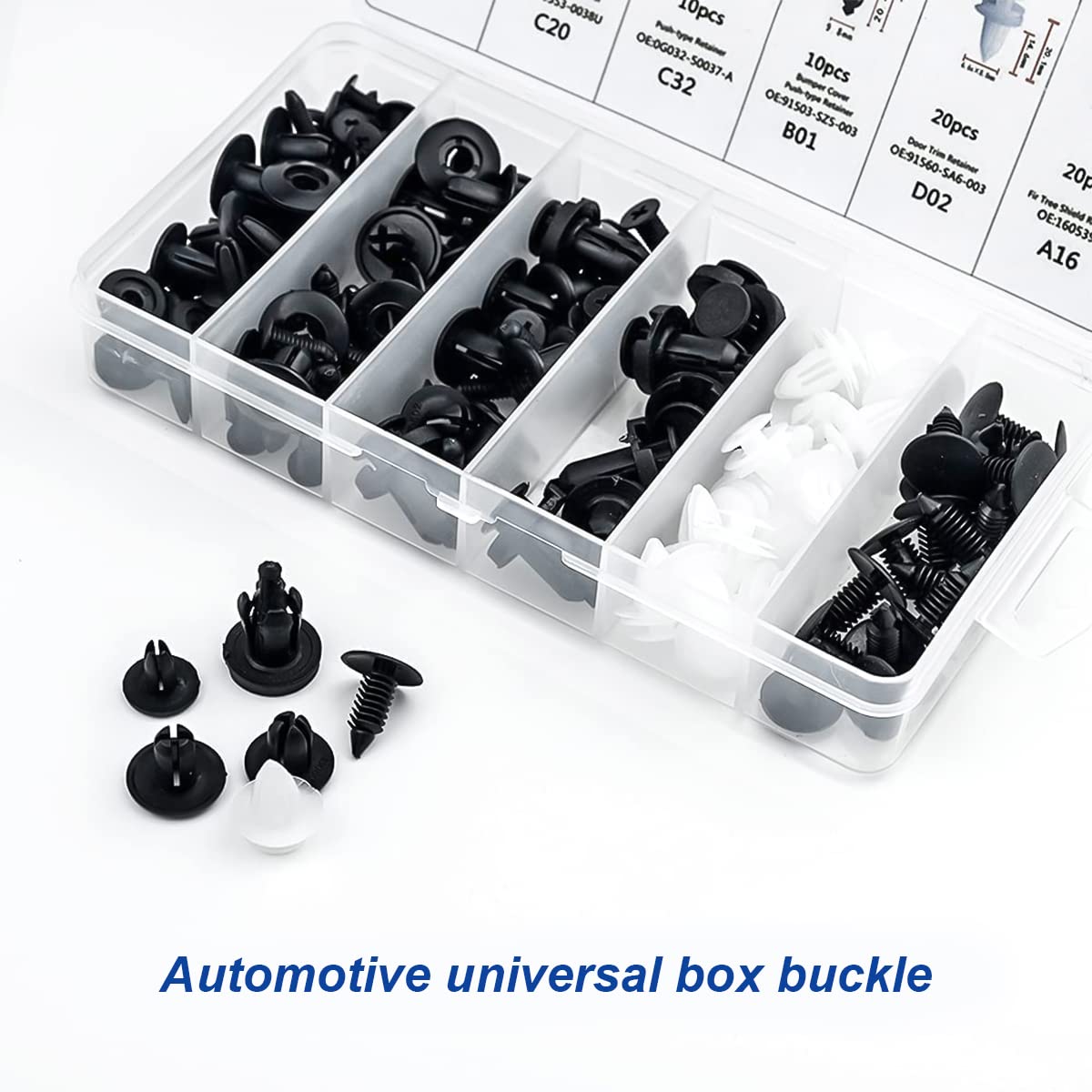 100PCS 6 Sizes Car Retainer Clips Set, Auto Door Trim Panel Clips, Bumper Push Rivet Clips with Storage Box, Expansion Screws Re