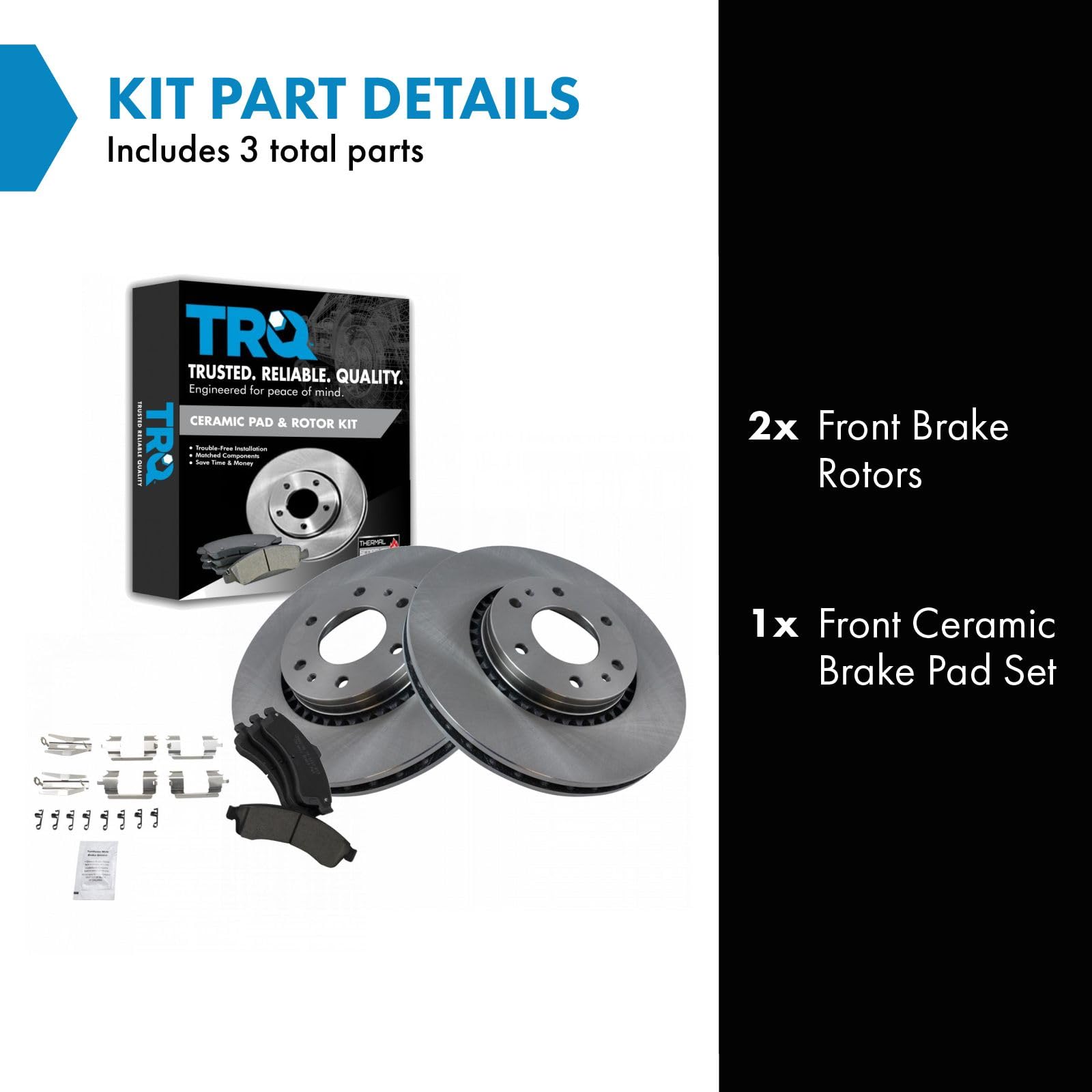 Trq Front Premium Posi Ceramic Pad Rotor & Hardware Kit For Gm Truck Suv
