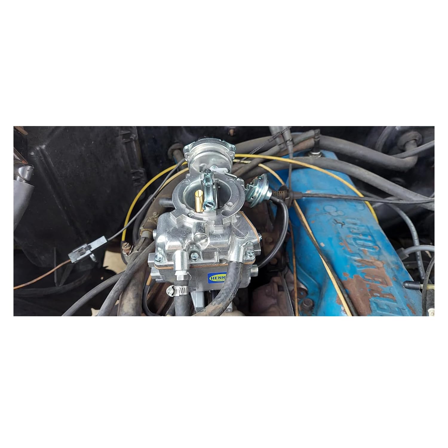 HENKYO Carburetor for 1965-1985 Ford Bronco, Fairmont, Granada - Polished Aluminum, Automatic Vacuum Choke, Fits 4.9L, 4