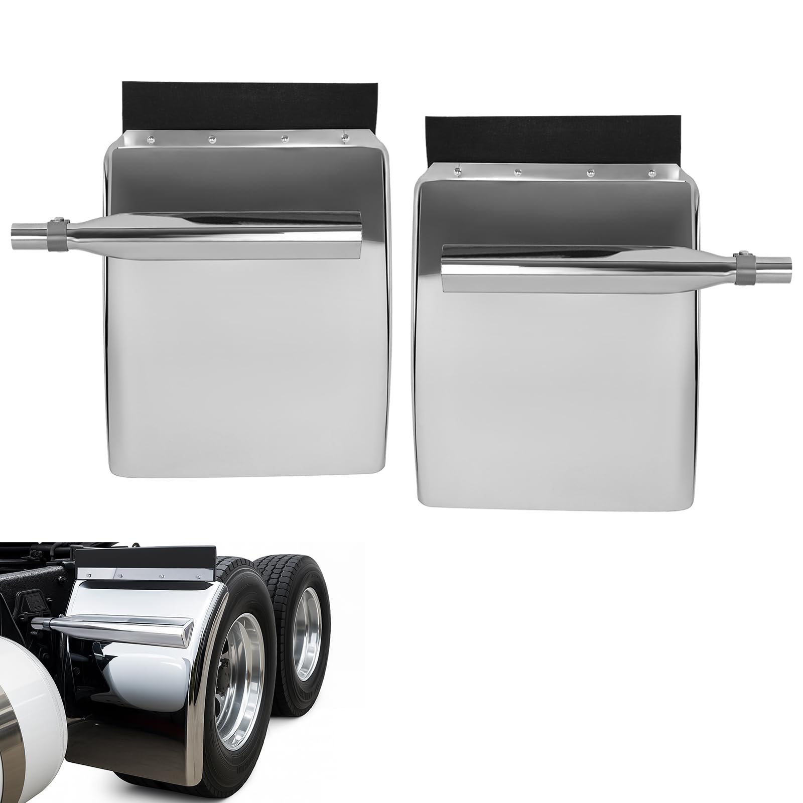 Gelacie 30 x 24 Quarter Fenders for Semi Trucks, Compatible with Freightliner Peterbilt Kenworth Volvo Mack, 304 Stainless Steel
