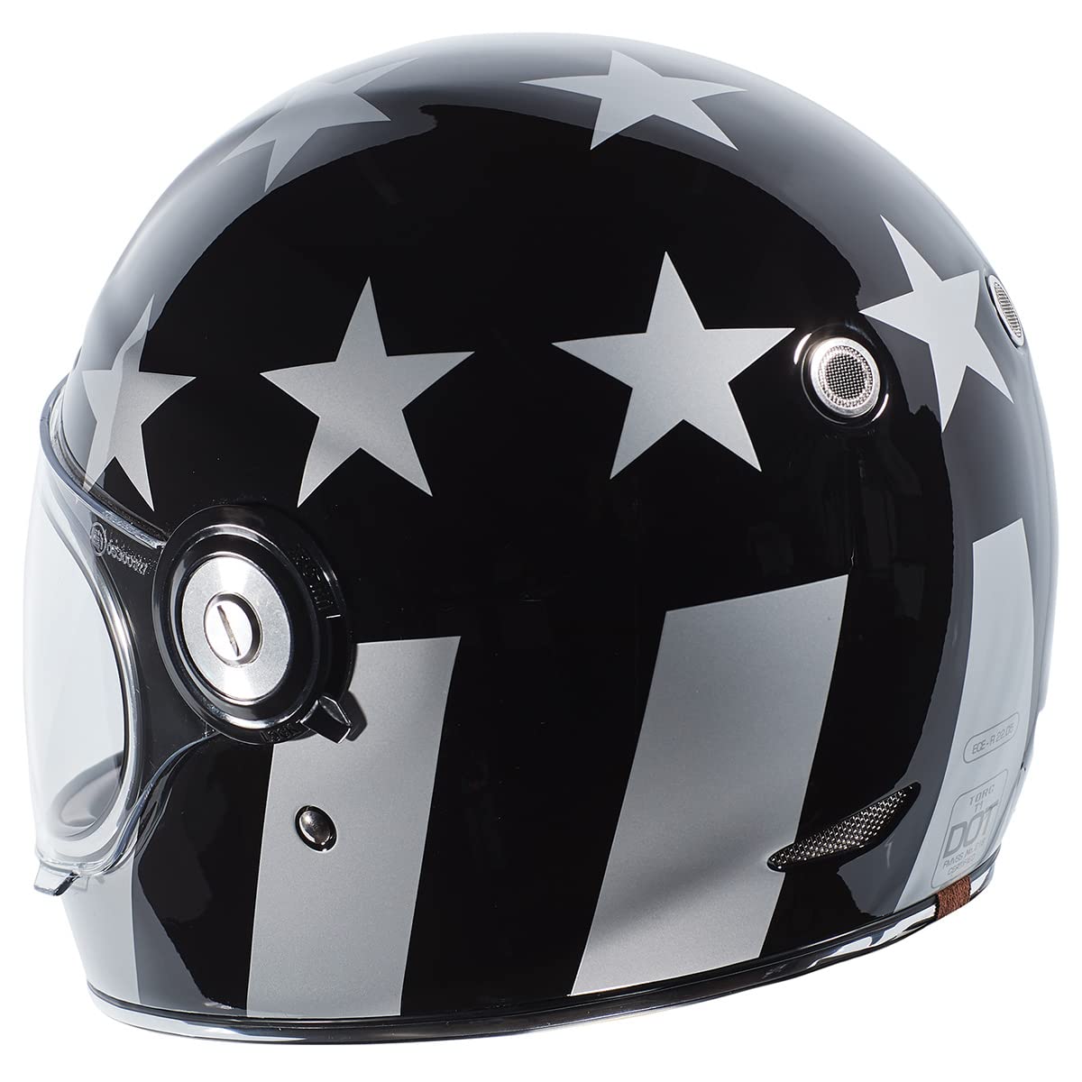 Torc T1 Unisex-Adult Retro Full-Face-Helmet-Style Motorcycle (Captain Vegas Gloss Black, Medium)