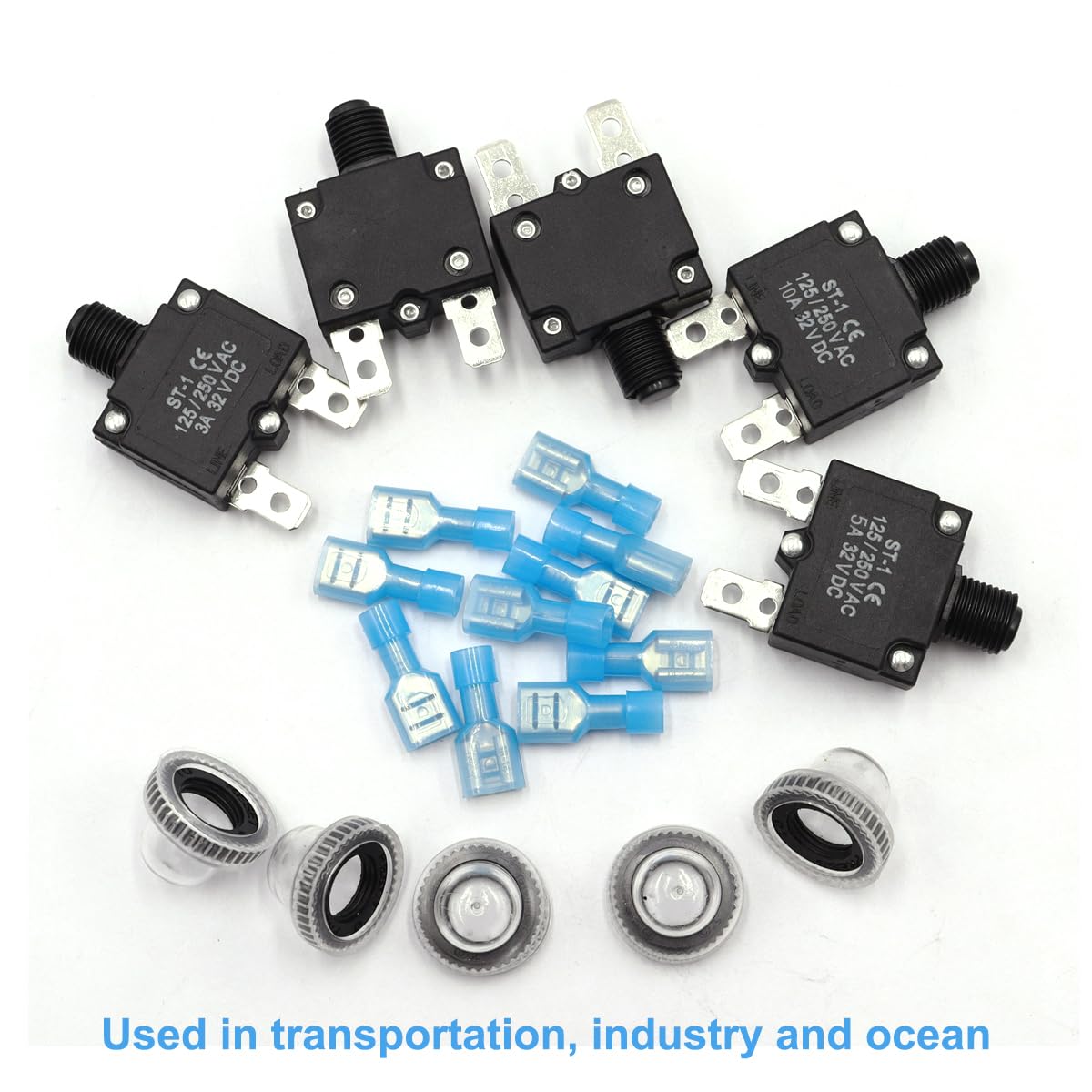 mxuteuk 5Pcs 3,5,10,15,20Amp Circuit Breakers Push Button Manual Reset 125/250V AC 32V DC,Overload Protector Switch Thermal Circ