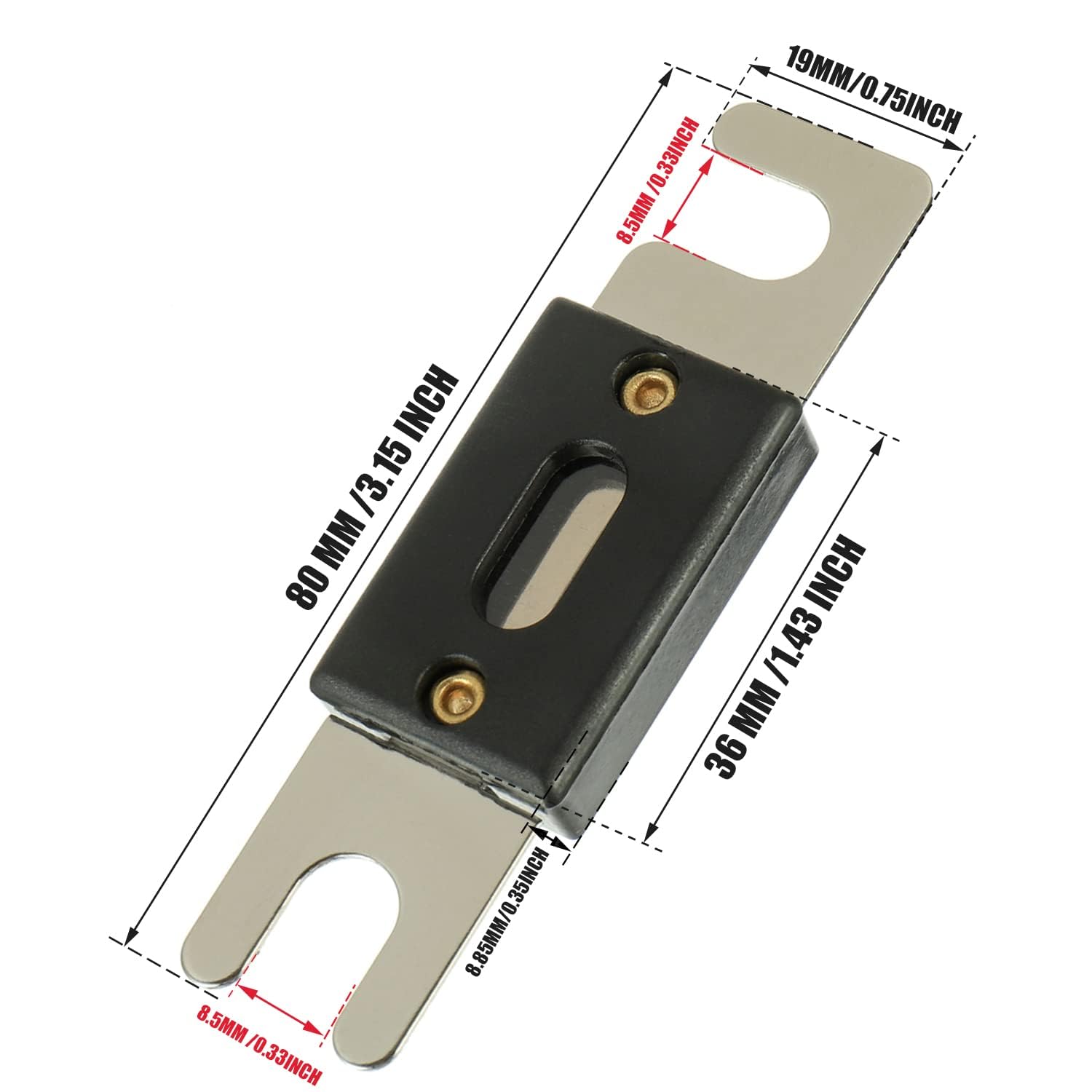 Bojack 0/2/4 Gauge Awg In Line Anl Fuse Holder With 500 Amp Fuse