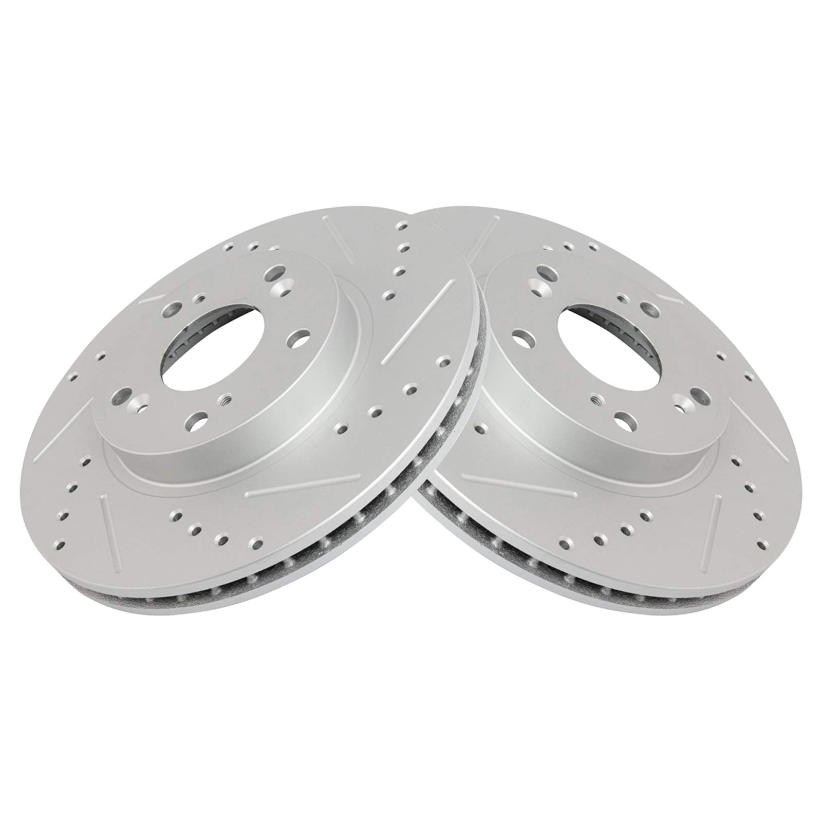 Trq Front Performance Brake Rotors Set Premium G-Coated Cross Drilled & Slotted Compatible With 2002-2004 Honda Cr-V