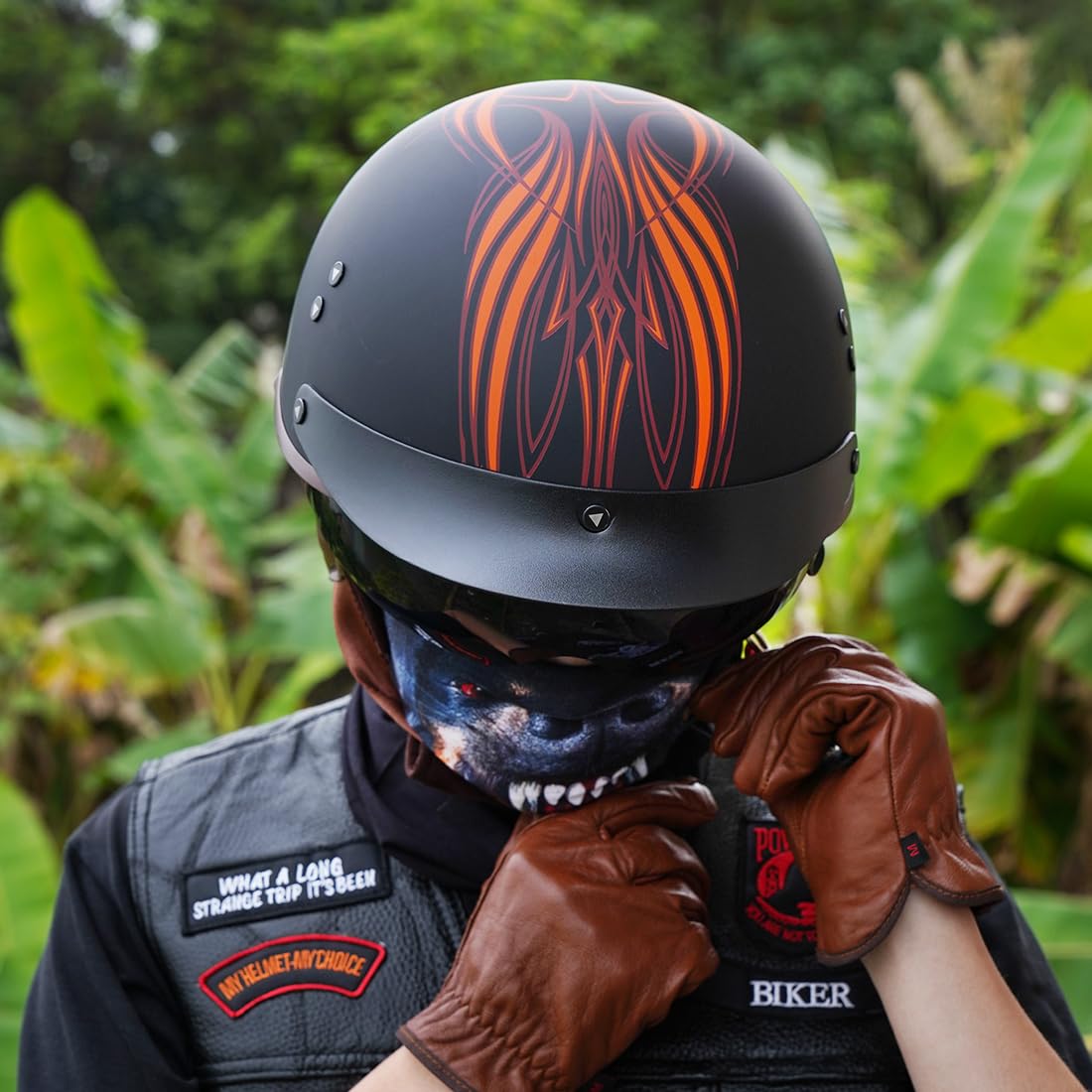 VCOROS Open Face Retro Motorcycle Helmet F07A, Medium, Angel, ABS Material