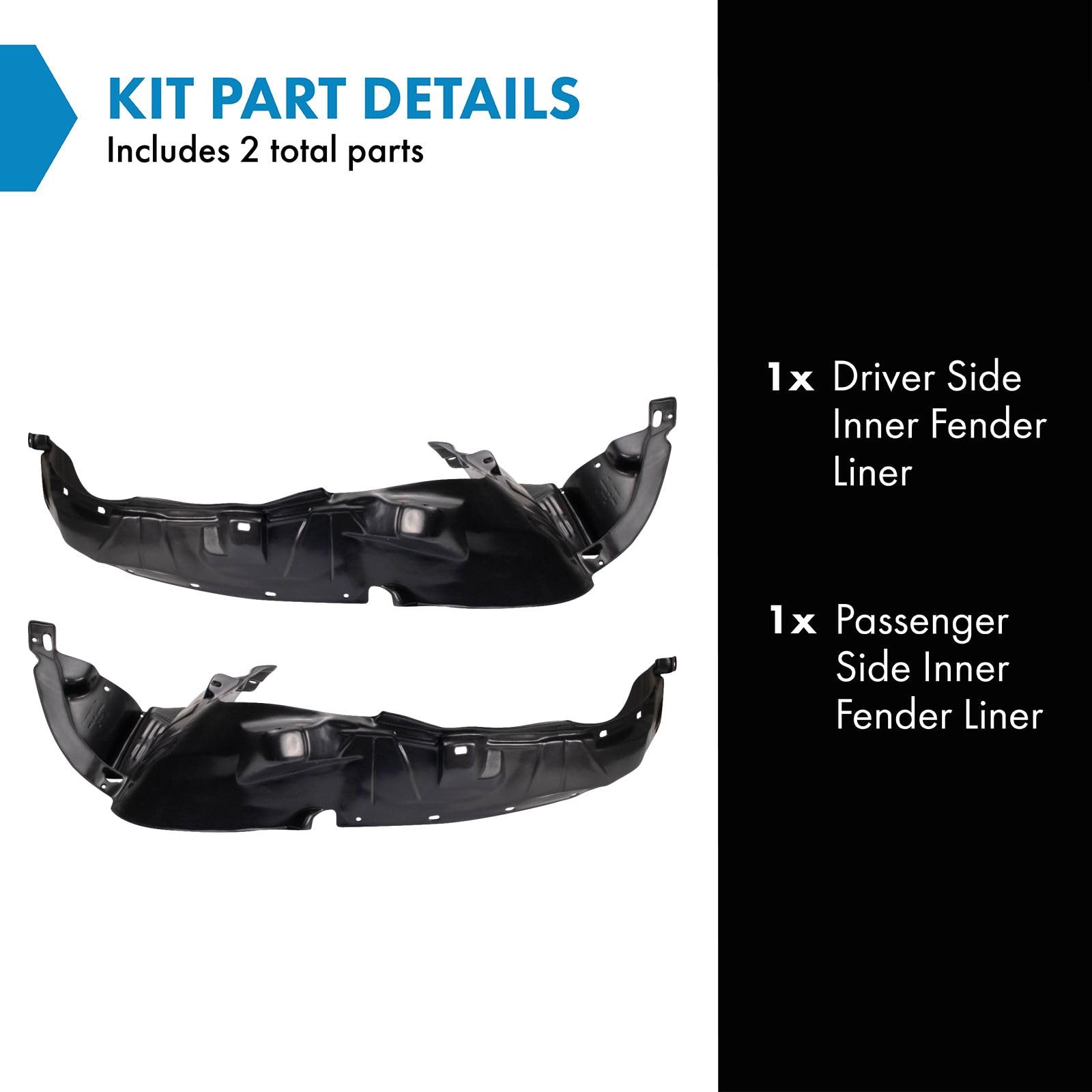 Trq Inner Fender Liner Set Compatible With 2003-2005 Honda Pilot Ho1248118 Ho1249118