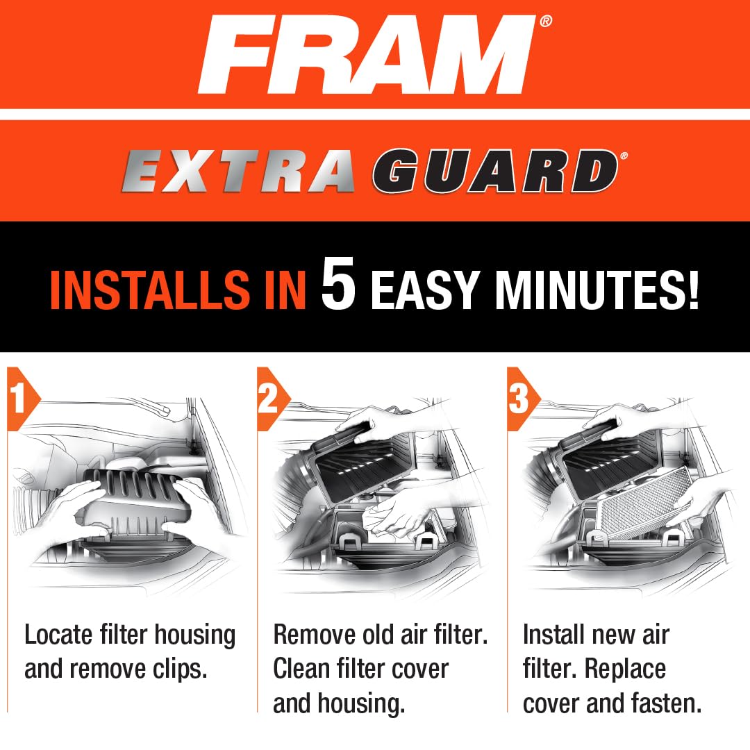 Fram Extra Guard Ca9359 Replacement Engine Air Filter For Select Toyota Rav4 Model, Provides Up To 12 Months Or 12,000 Miles Fil