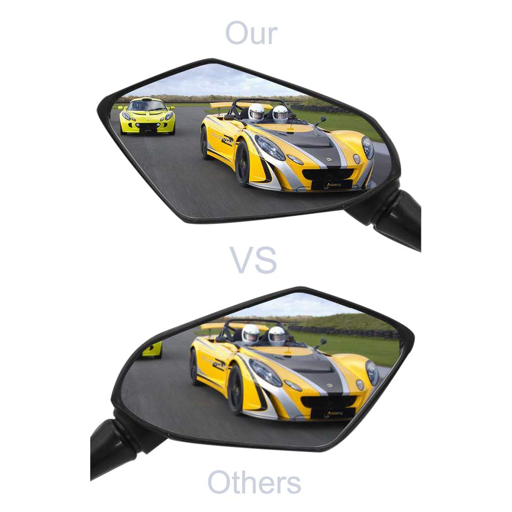 Mamiko Universal Motorcycle Rear View Mirrors, M8/M10 Threaded, Black, Eagle Eye 1, Compatible with Scooters, ATVs, Dirt Bikes, Cruisers