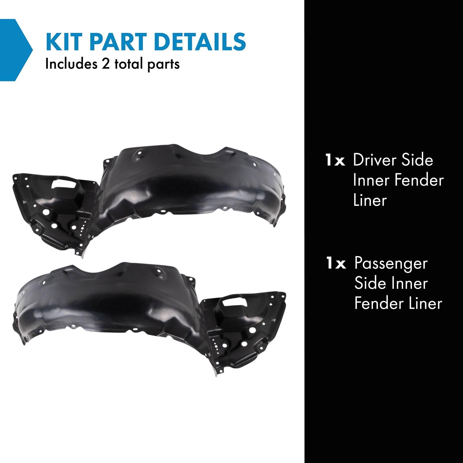 Trq Inner Fender Liner Set Compatible With 2009-2013 Toyota Matrix To1248155 To1249155