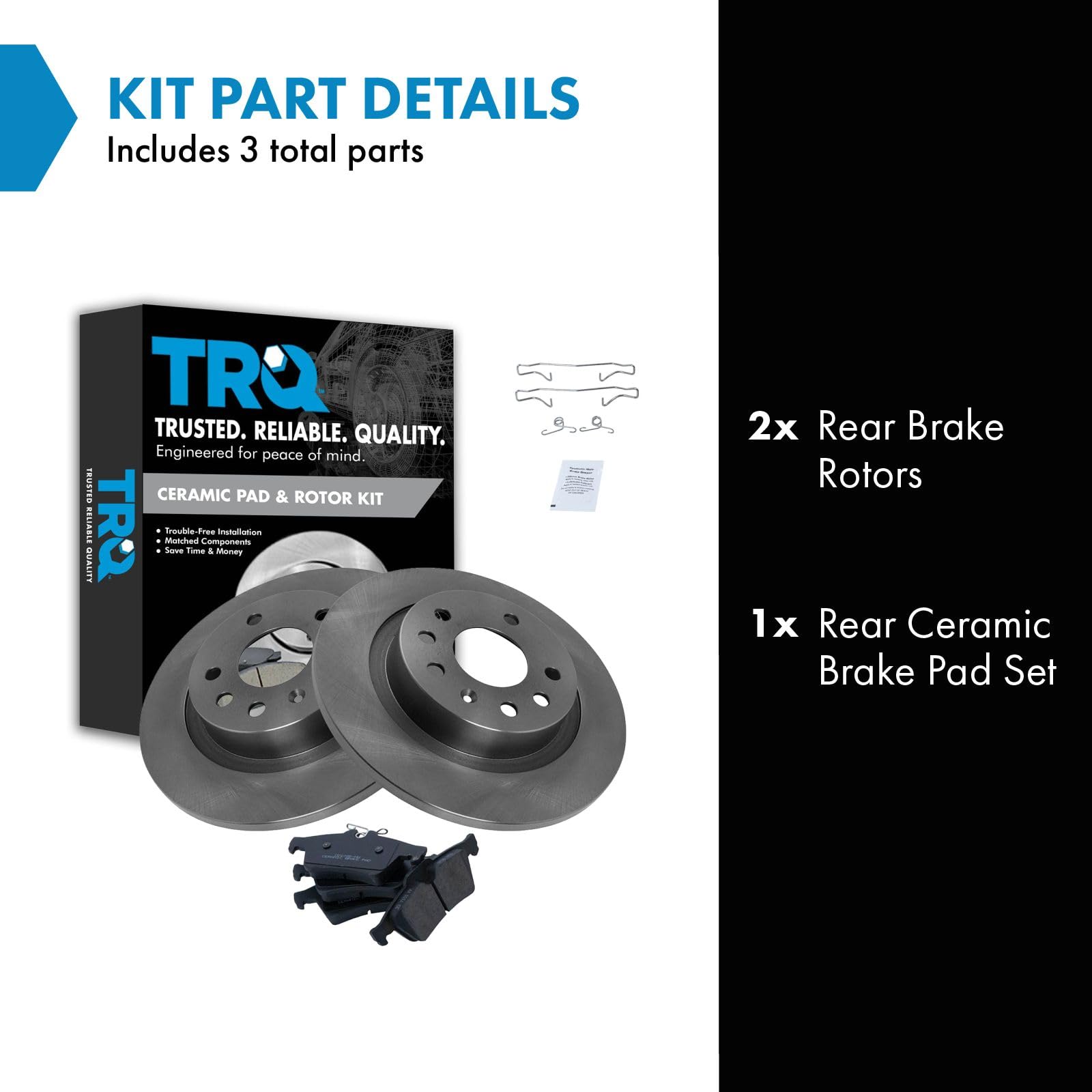 Trq Rear Brake Pad & Rotor Kit Brake Pads Brake Rotor Ceramic Compatible With 2004-2011 Saab 9-3 2010 9-3X
