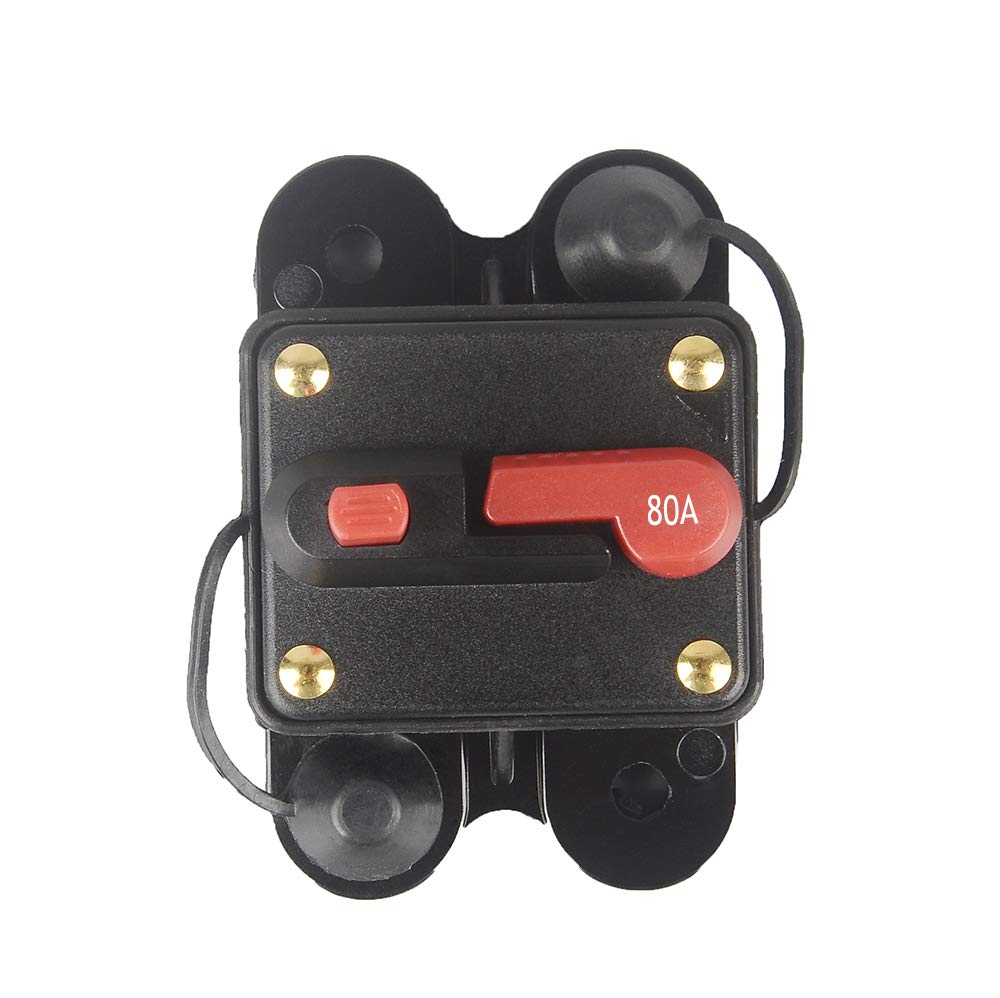 Wohhom 80Amp Circuit Breaker Manual Reset Fuse Holder, 30A-300A 12V-24V Dc Protection Reset Fuse For Trolling Motor Auto Car Mar