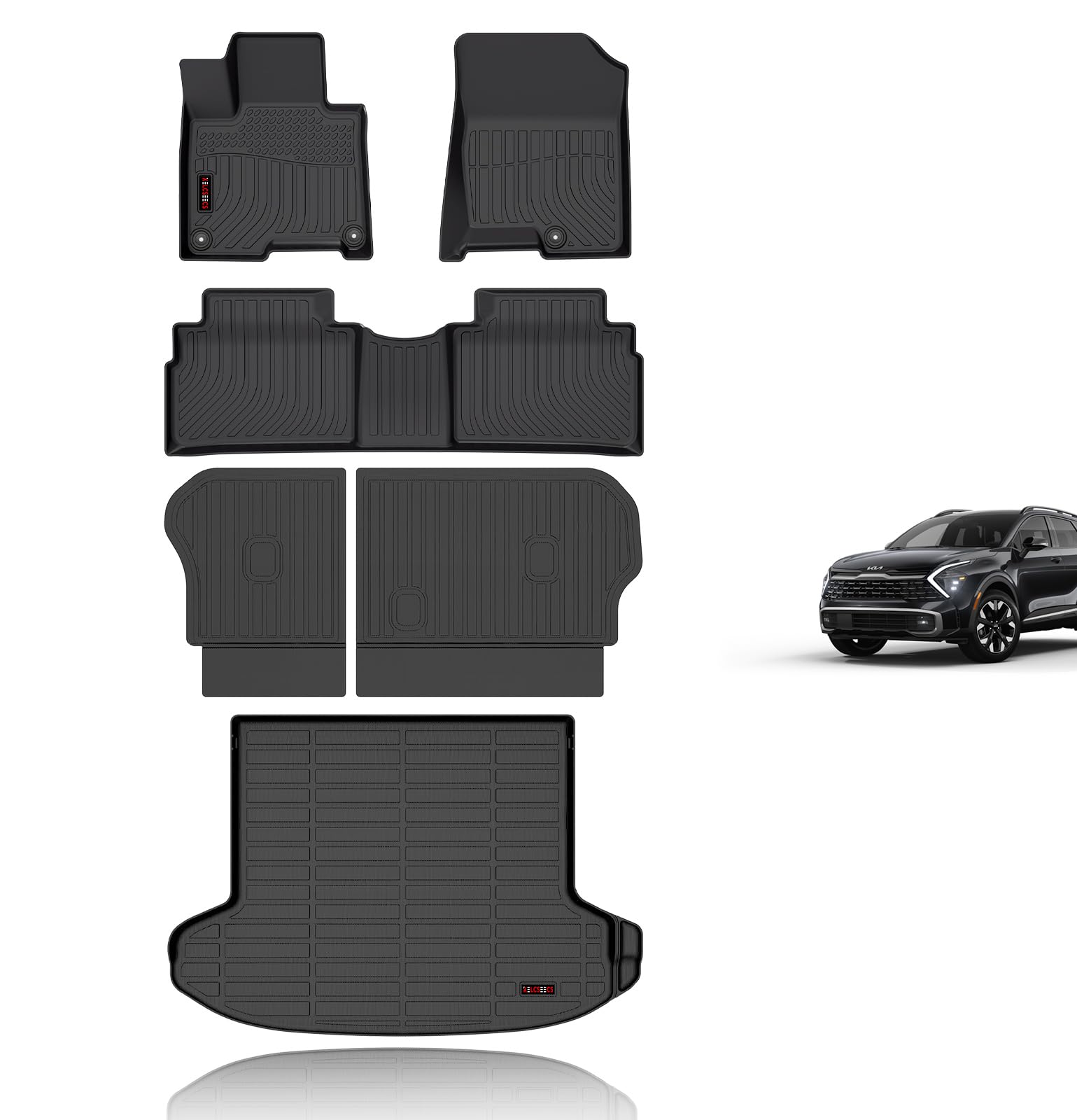 KELCSEECS Floor Mats & Cargo Liner with Backrest Mats for 2025 2024 2023 Kia Sportage Plug-in Hybrid All Weather Car Mats Floor 