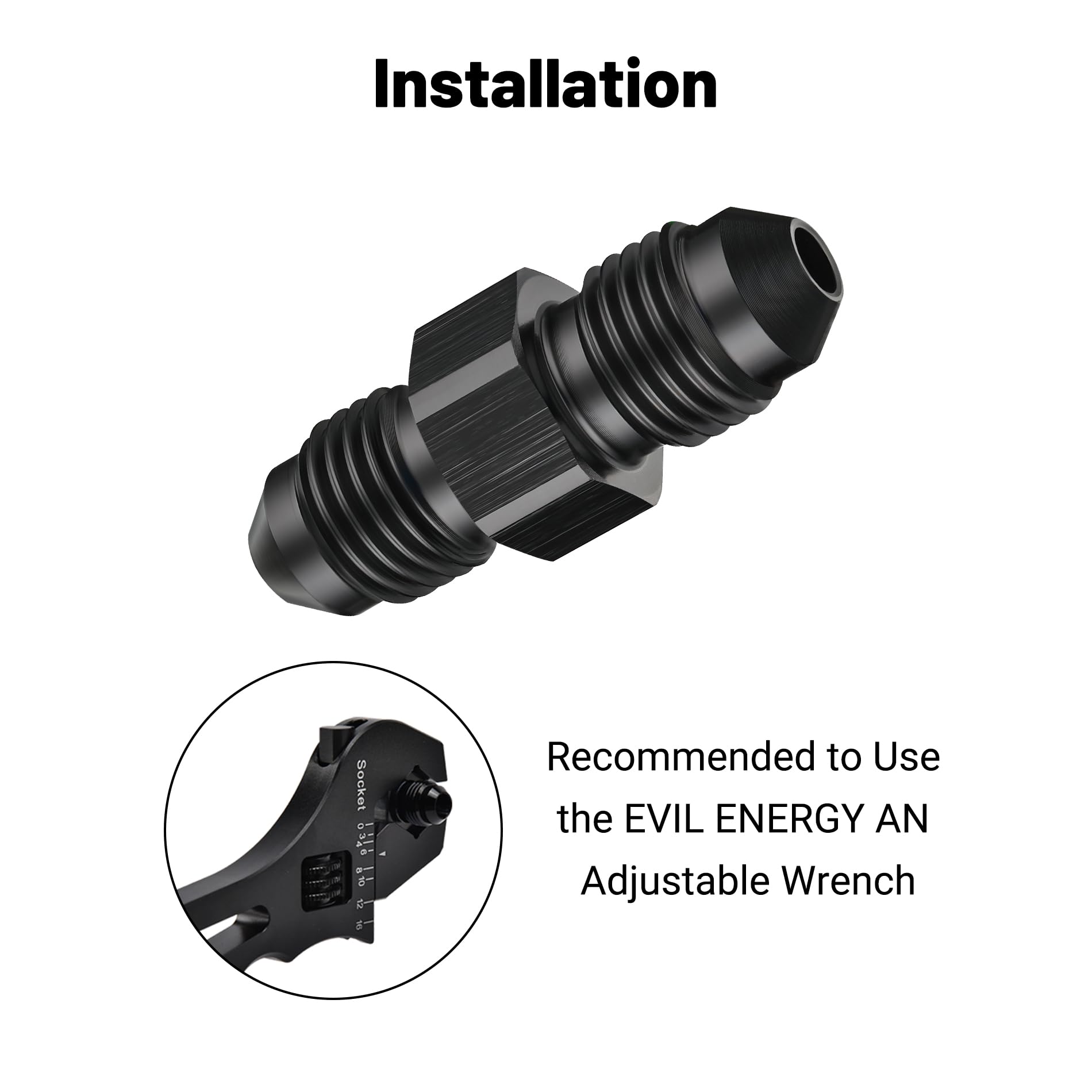 Evil Energy 3An Male To Male Flare Coupler Union Straight Fuel Hose Adapter Fitting Black 2Pcs