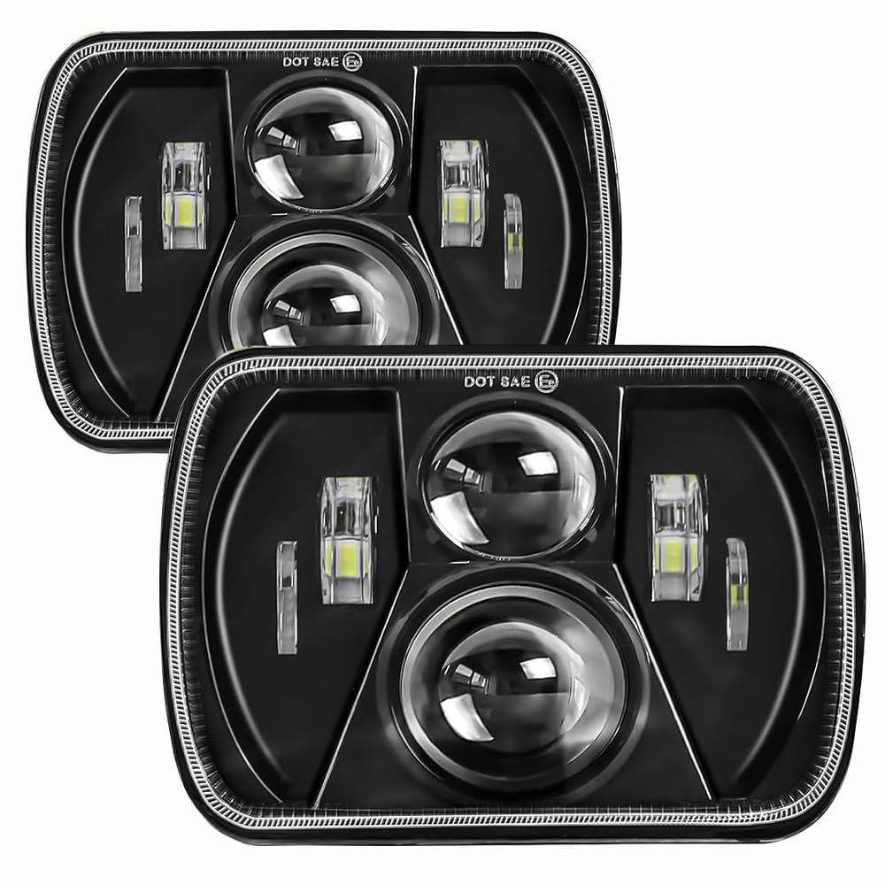 H6054 5x7 7x6 led headlights Compatible with Chevy Express S10 Blazer Van Jeep Cherokee XJ Wrangler YJ Ford E150 E250 E350 Toyot