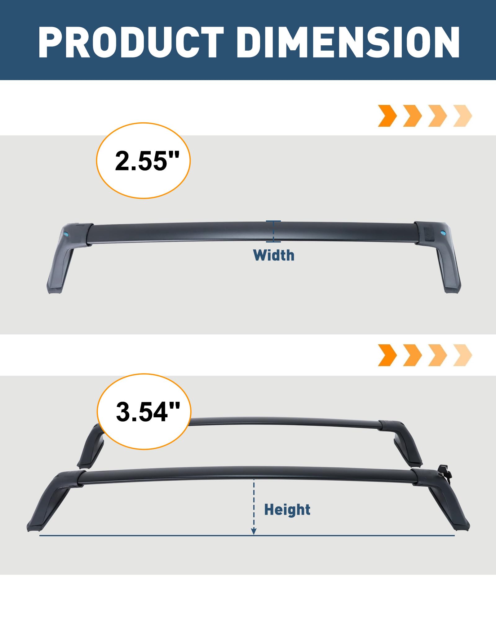 Etesan Lockable Roof Rack Cross Bars for 2020-2024 Toyota Highlander, Aluminum, Black, Model DSHLD02000DP00HG00
