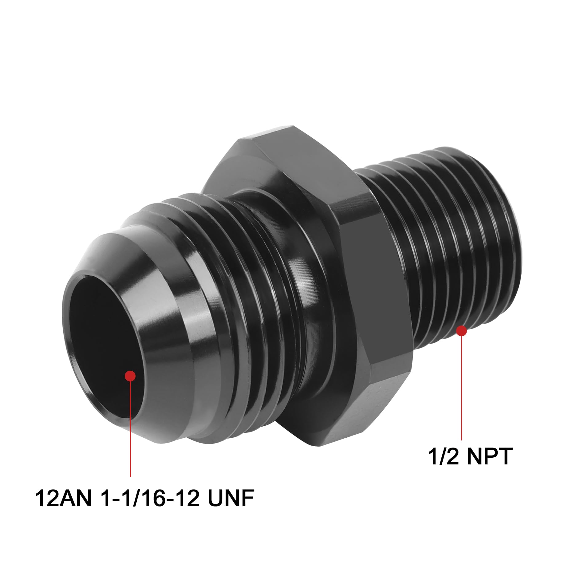 Evil Energy 12An Male Flare To 1/2'' Npt Fitting Adapter Straight Aluminum Black