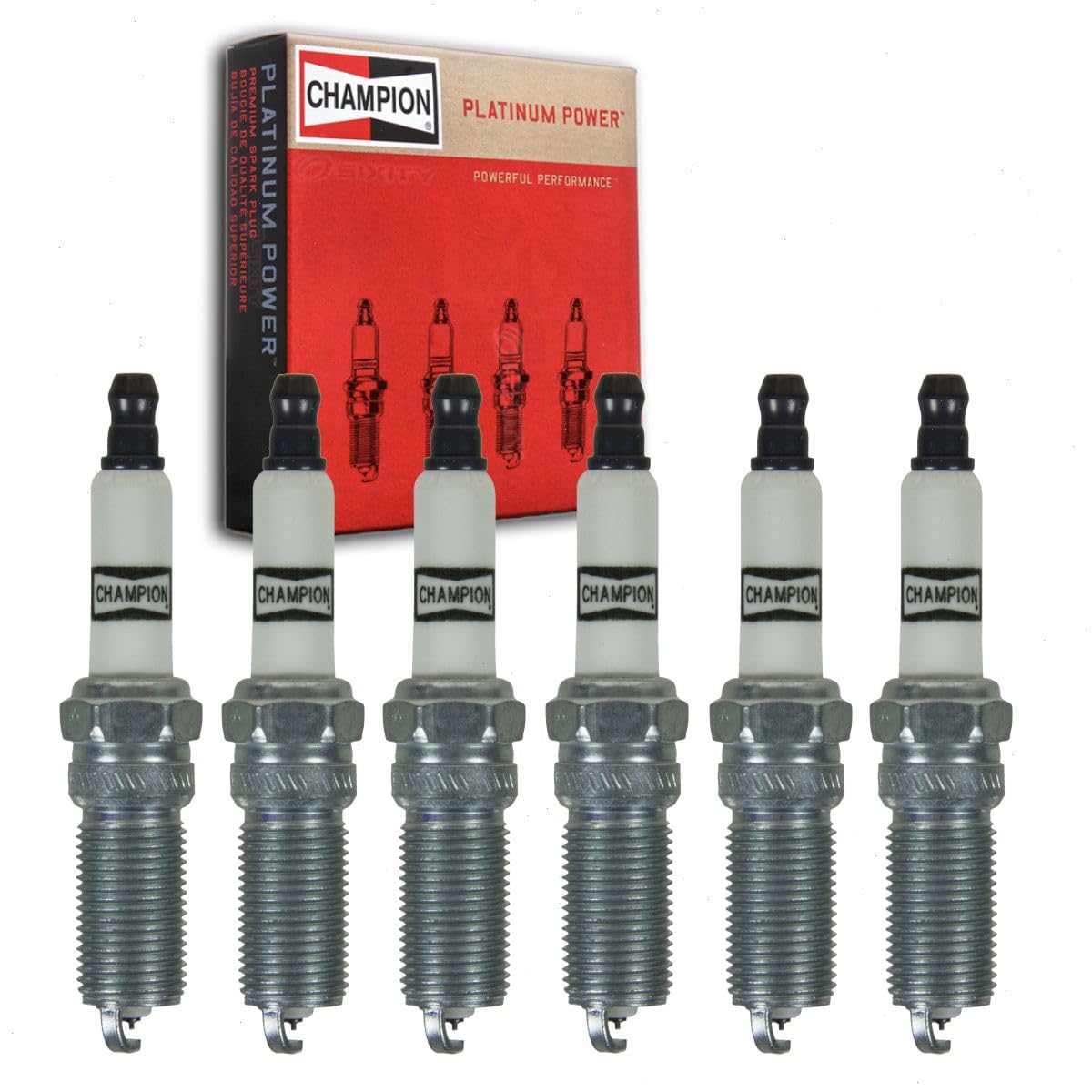 6 pc Champion Platinum Spark Plugs compatible with Ford Mustang 3.7L V6 2011-2017