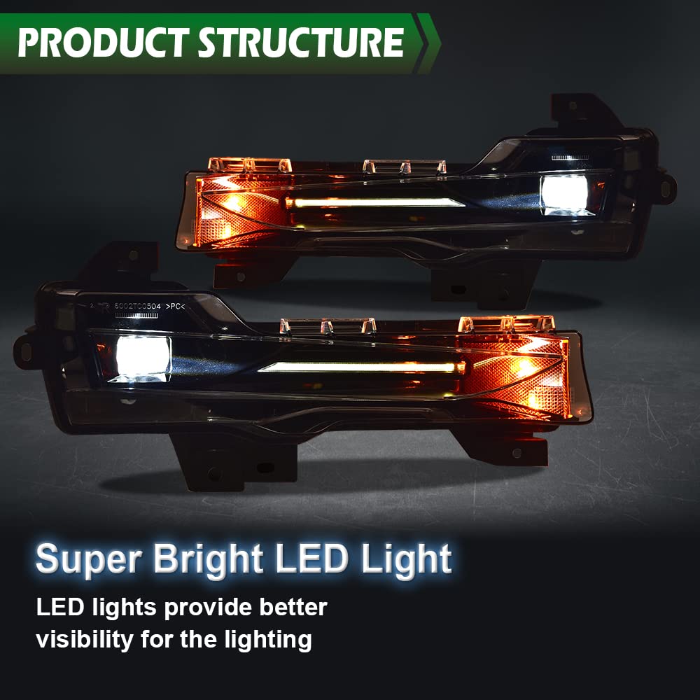 Grand Orange Fog Lights Pair Compatible With Tesla 3 2017-2023 /Fit Tesla Y 2020-2023 Led Drl Up-Level Driver & Passenger Side F