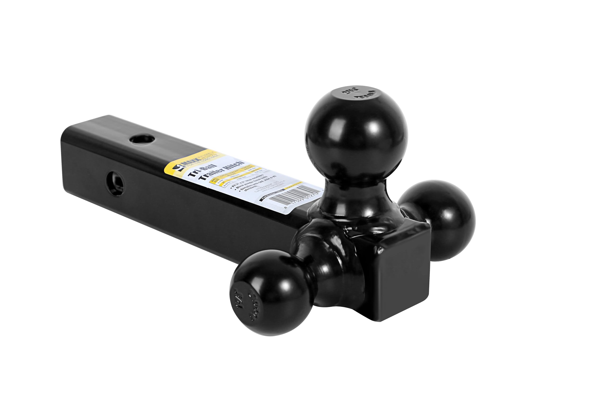 MaxxHaul 70270 Trailer Hitch Hollow Shaft Triple Ball Mount - Black
