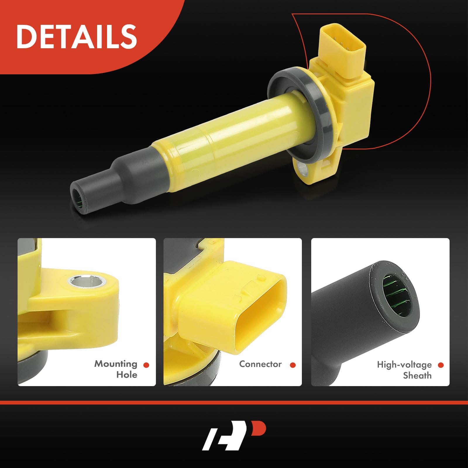 A-Premium (Yellow) Engine Ignition Coil Pack Compatible With Toyota Prius 2001-2009, Prius C 2012-2019, Yaris 2006-2018, Echo 20