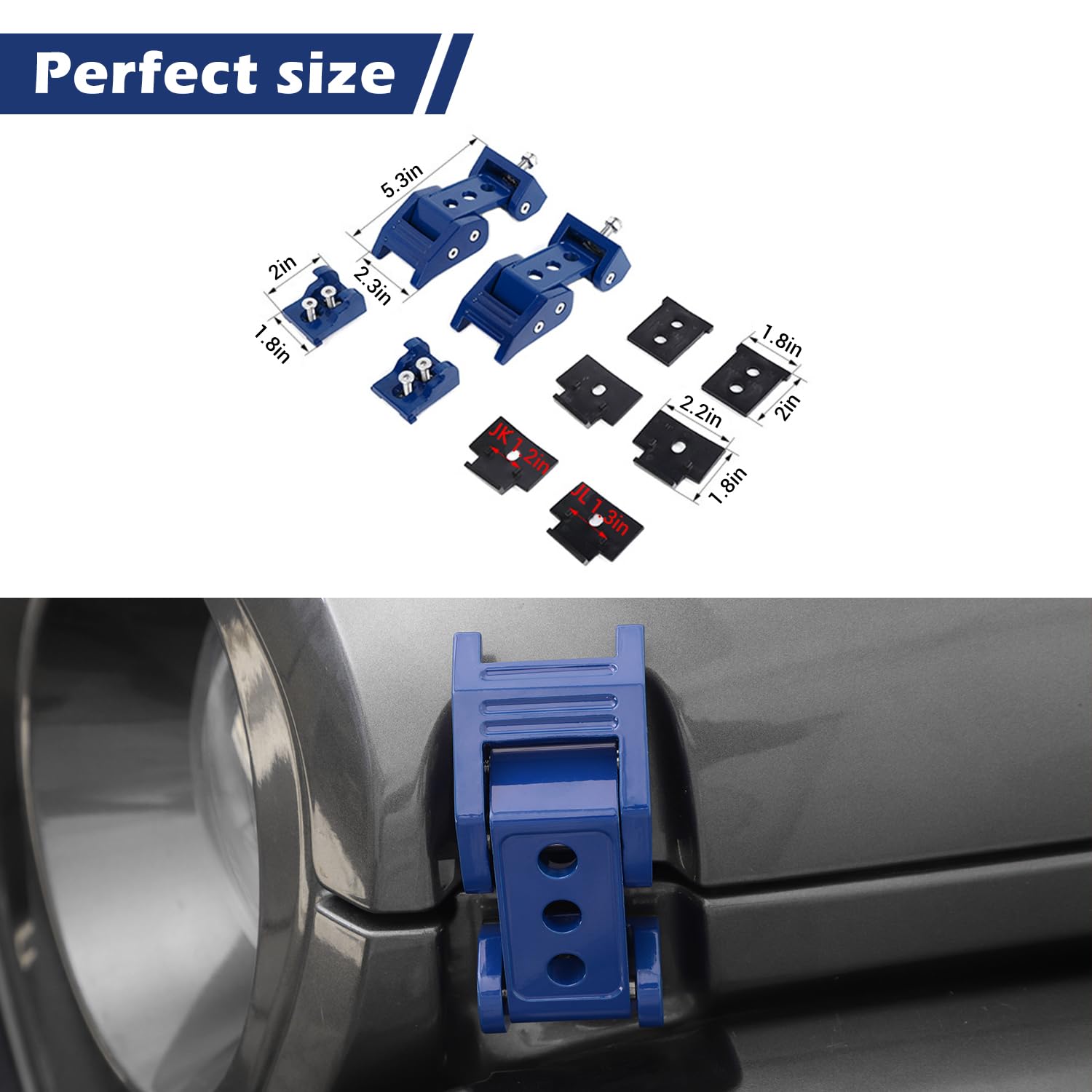 Rt-Tcz For Wrangler Hood Latches Catch Kit For Jeep Wrangler Jk 2007 Up For Wrangler Jl 2018 Up For Gladiator Jt 2020 Up Blue Ex