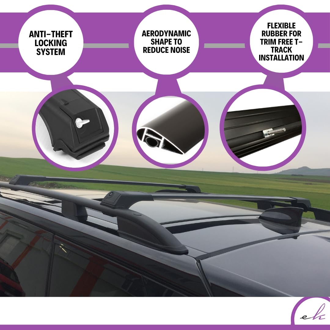 Erkul Roof Rack Cross Bars For Bmw X7 G07 2019-2024 | Aluminum Crossbars With Anti Theft Lock For Rooftop | Compatible With Raised Rails - Black