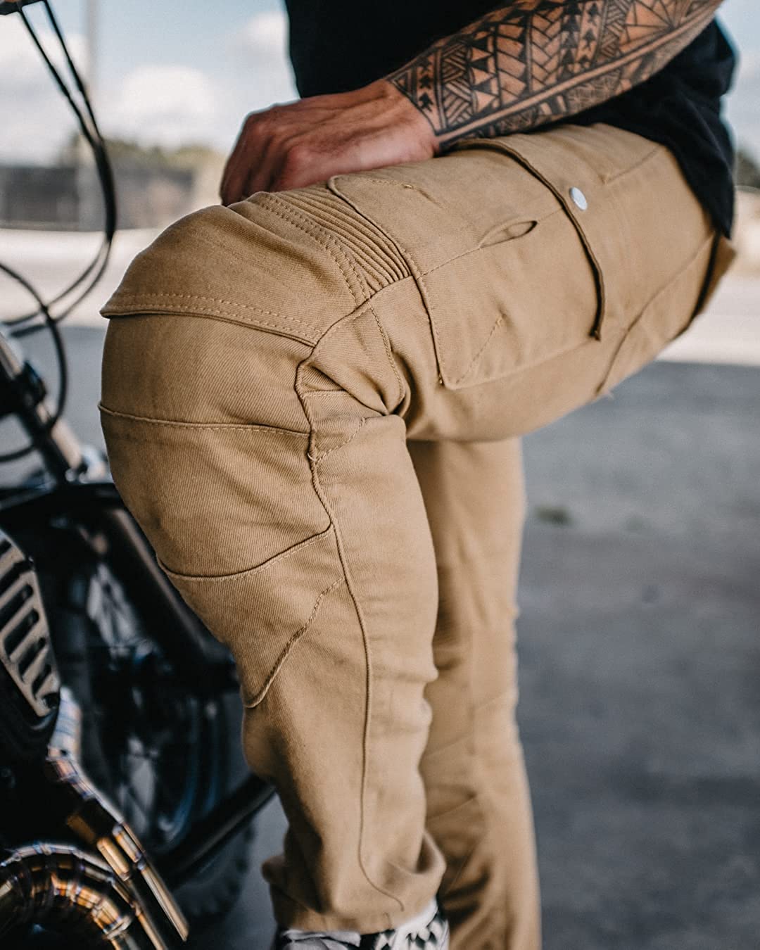 Lomeng Motorcycle Riding Pants Motorbike Motocross Cycling Jeans Safety Ce Knee Hip Removable Armored All Seasons For Men Khaki