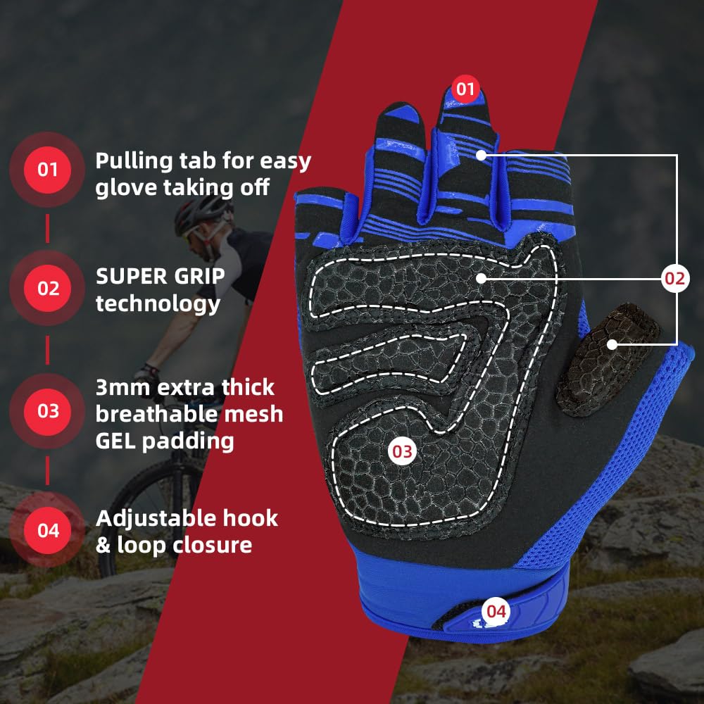 Seibertron Adult Dirtclaw Gloves - Motorcycle Motocross Sports Gloves For Ultimate Grip And Protection Blue S