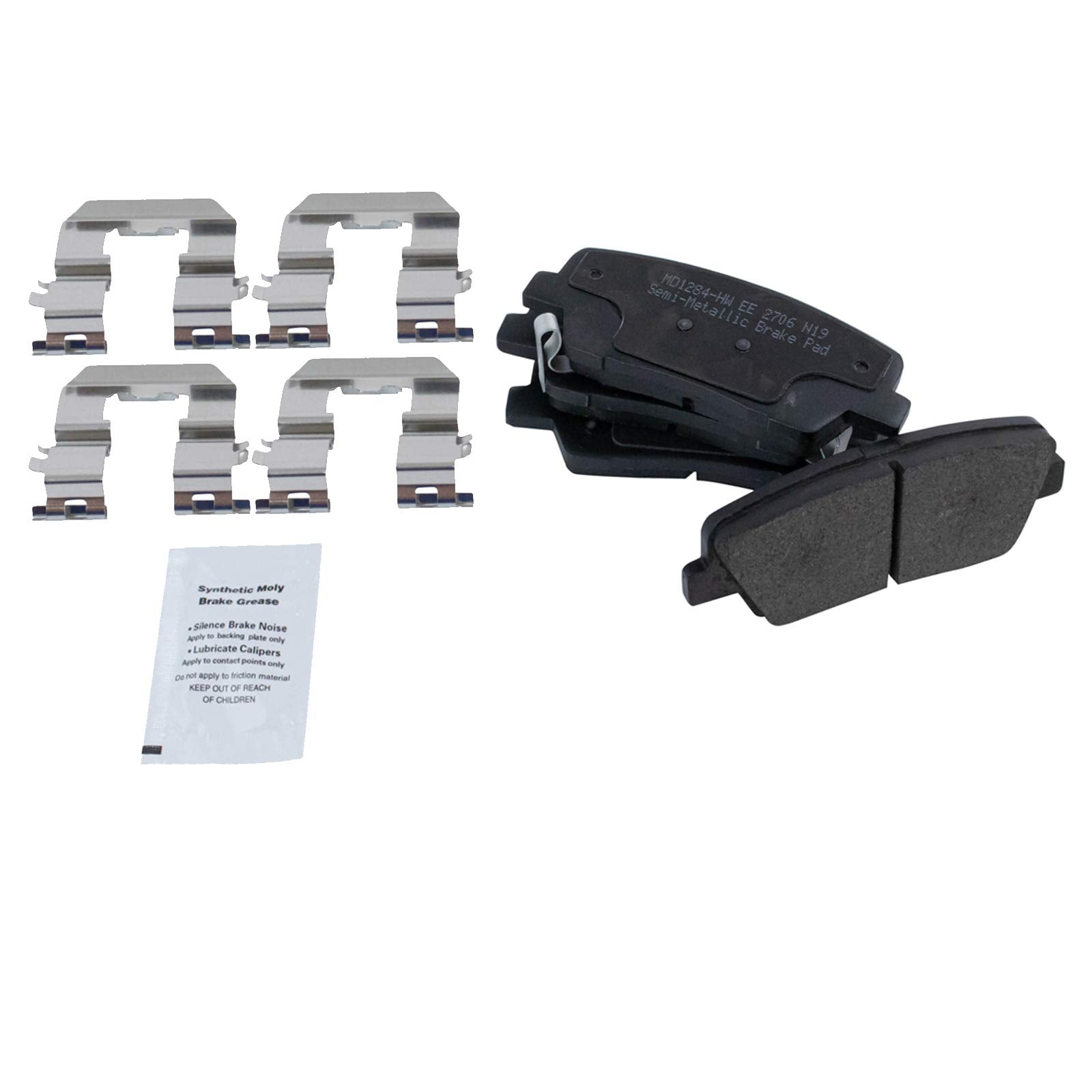 Trq Rear Brake Pad & Rotor Kit Brake Pads Brake Rotor Semi-Metallic Compatible With 2007-2008 Hyundai Entourage 2007-2012 Kia Se