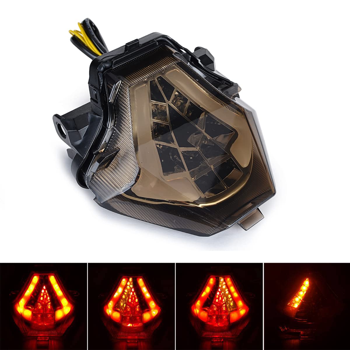 MZS Motorcycle Tail Light & LED Turn Signal Blinker - Compatible with MT07, FZ07, R3, R25, MT-03, MT-25 - Smoke Color